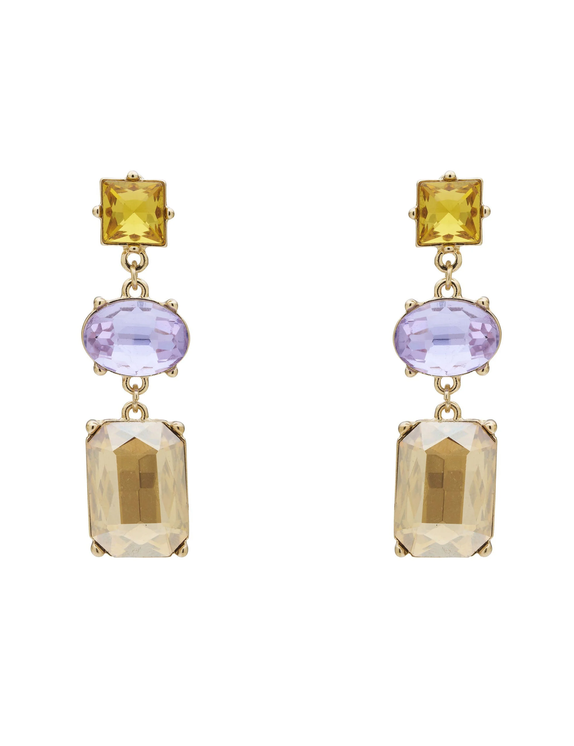 3 TIER RECTANGLE DROP EARRING