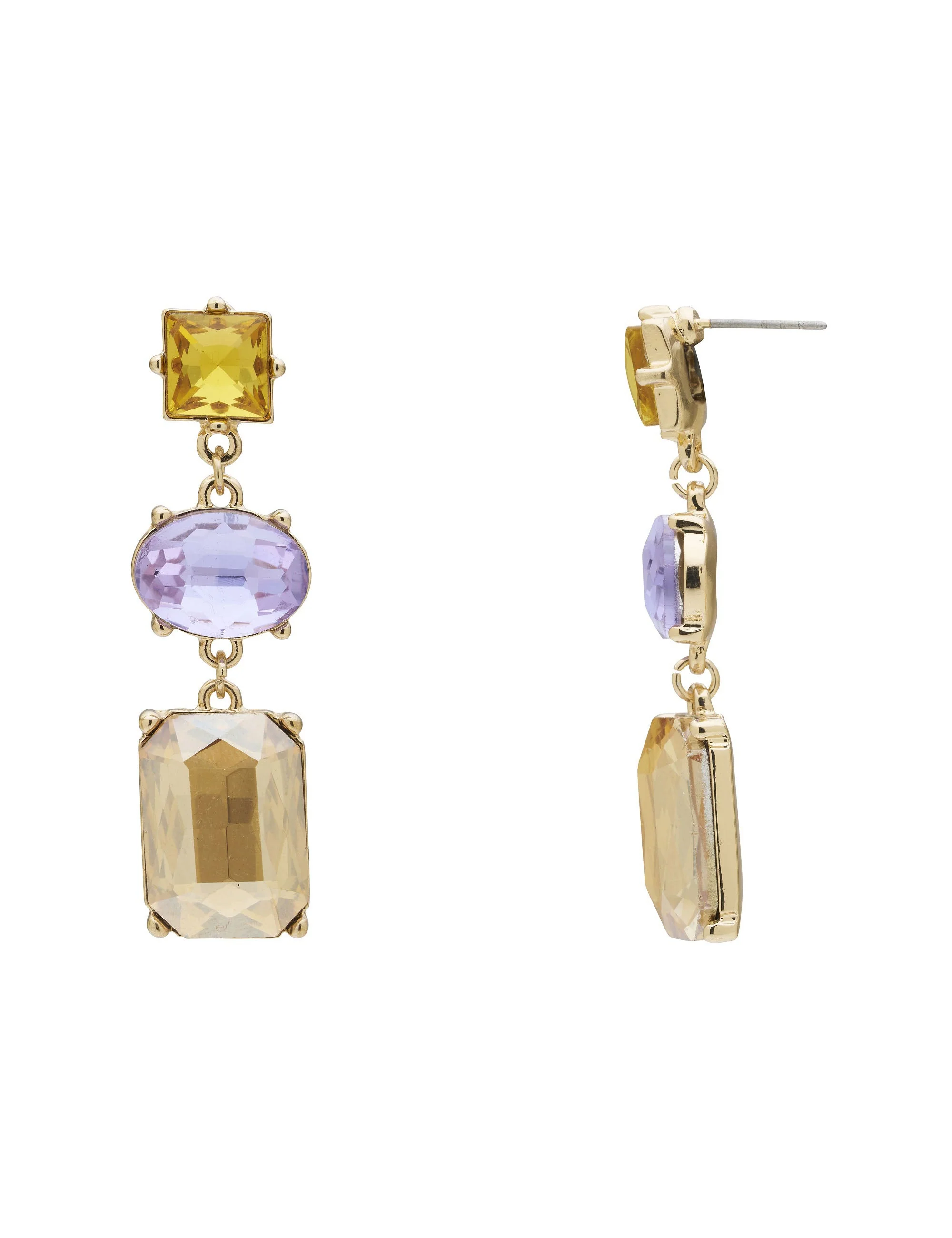 3 TIER RECTANGLE DROP EARRING - Image 3