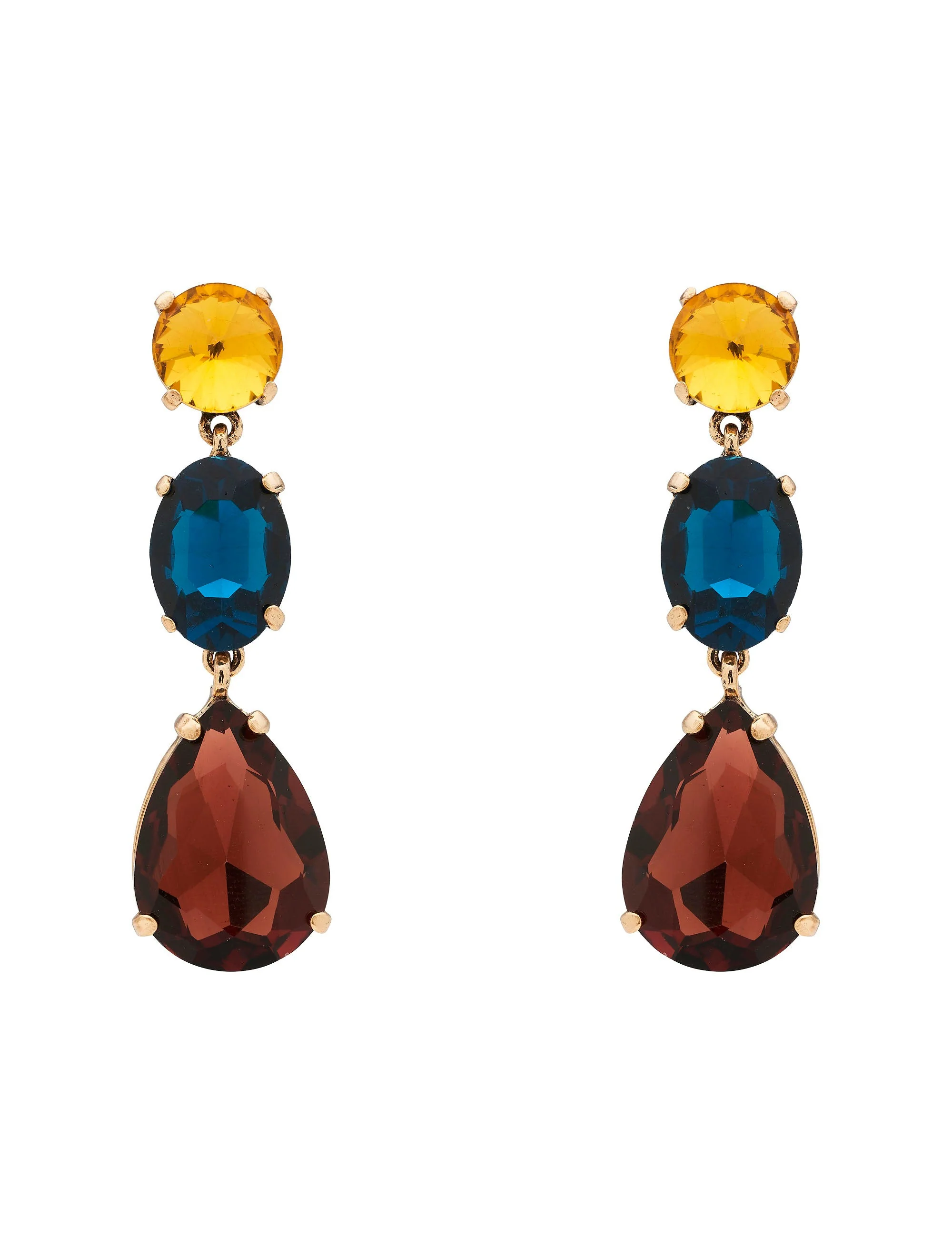 3 TIER STONE DROP EARRING