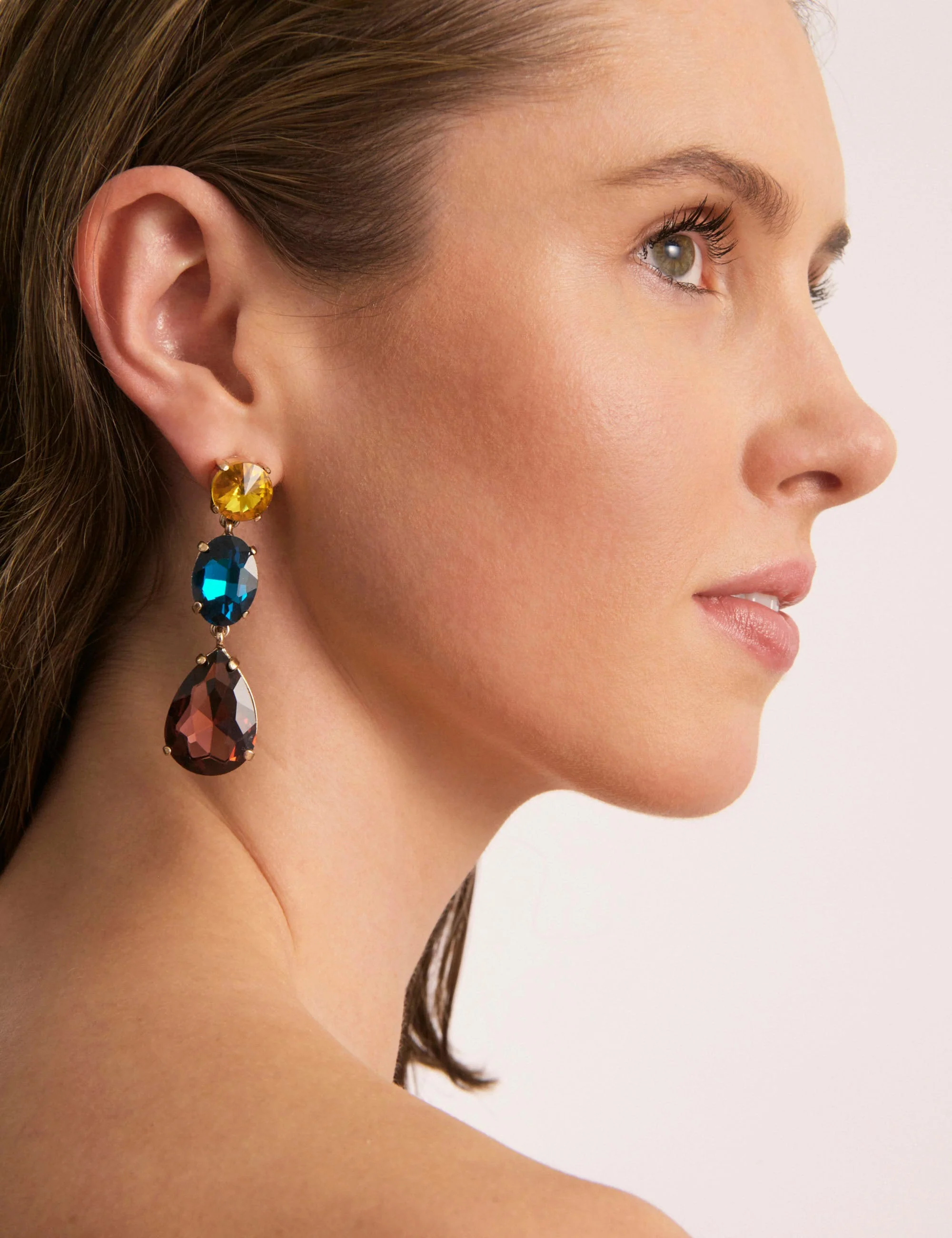 3 TIER STONE DROP EARRING - Image 2
