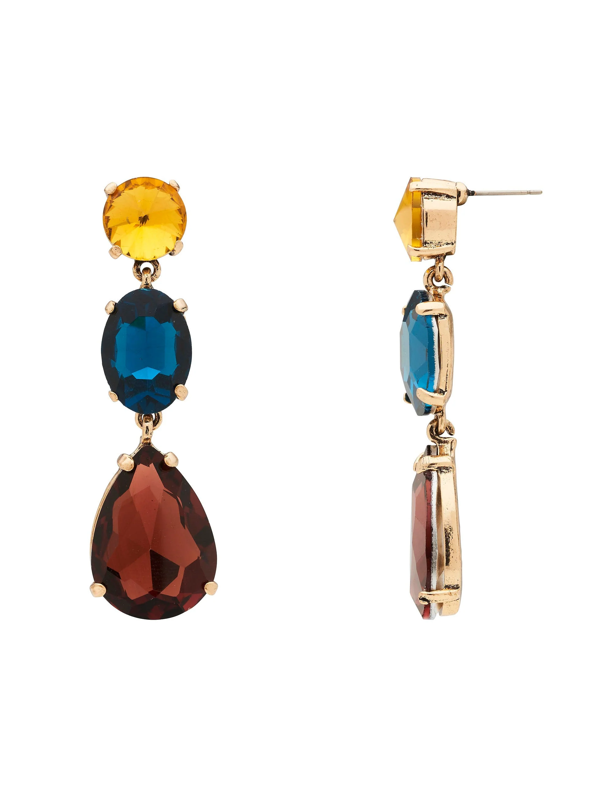 3 TIER STONE DROP EARRING - Image 3
