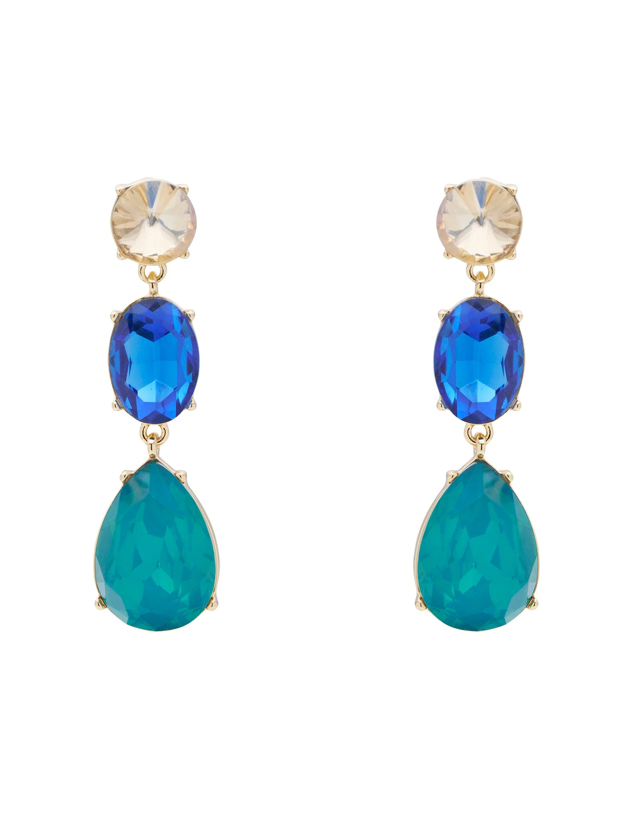 3 TIER STONE DROP EARRING