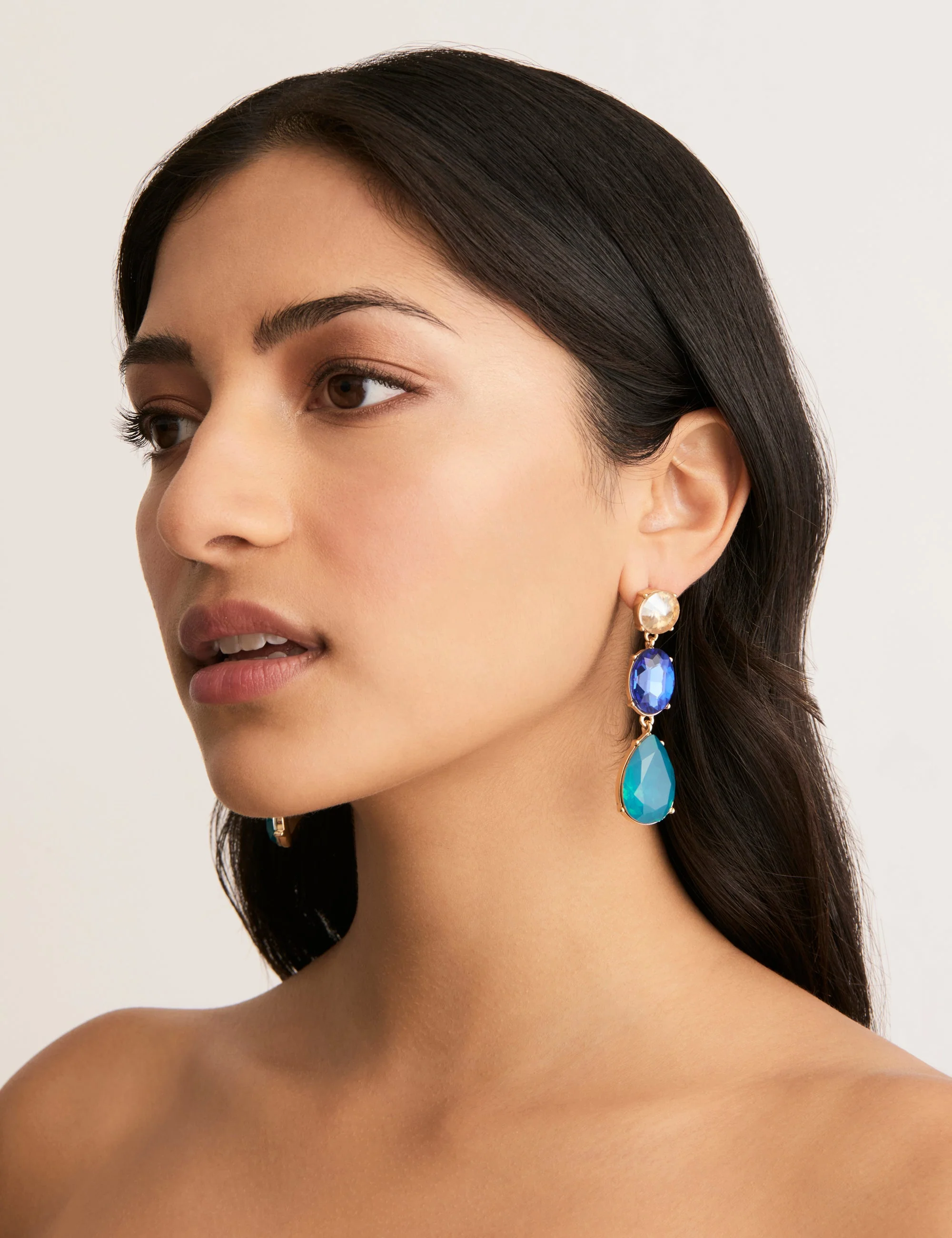 3 TIER STONE DROP EARRING - Image 2