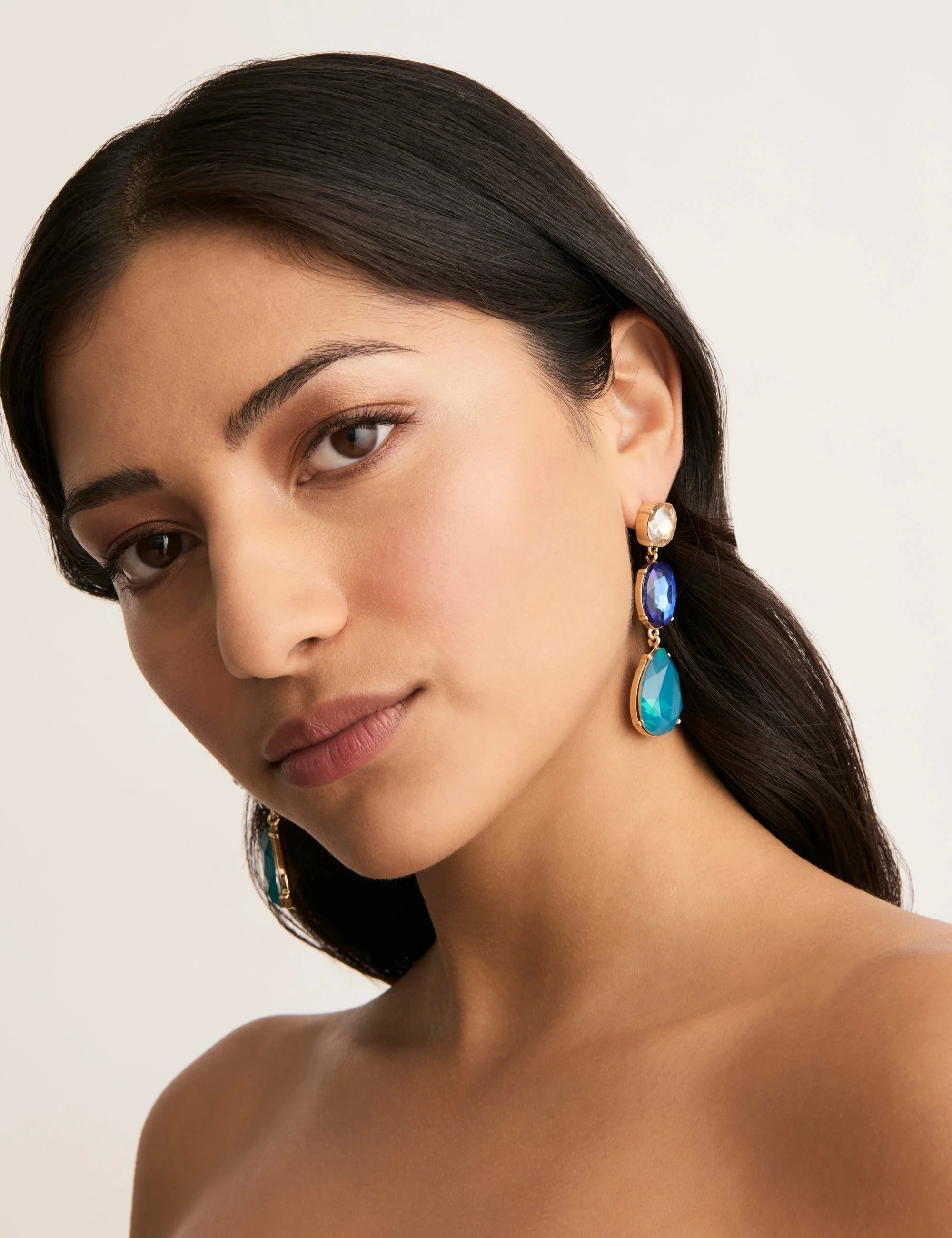 3 TIER STONE DROP EARRING - Image 5