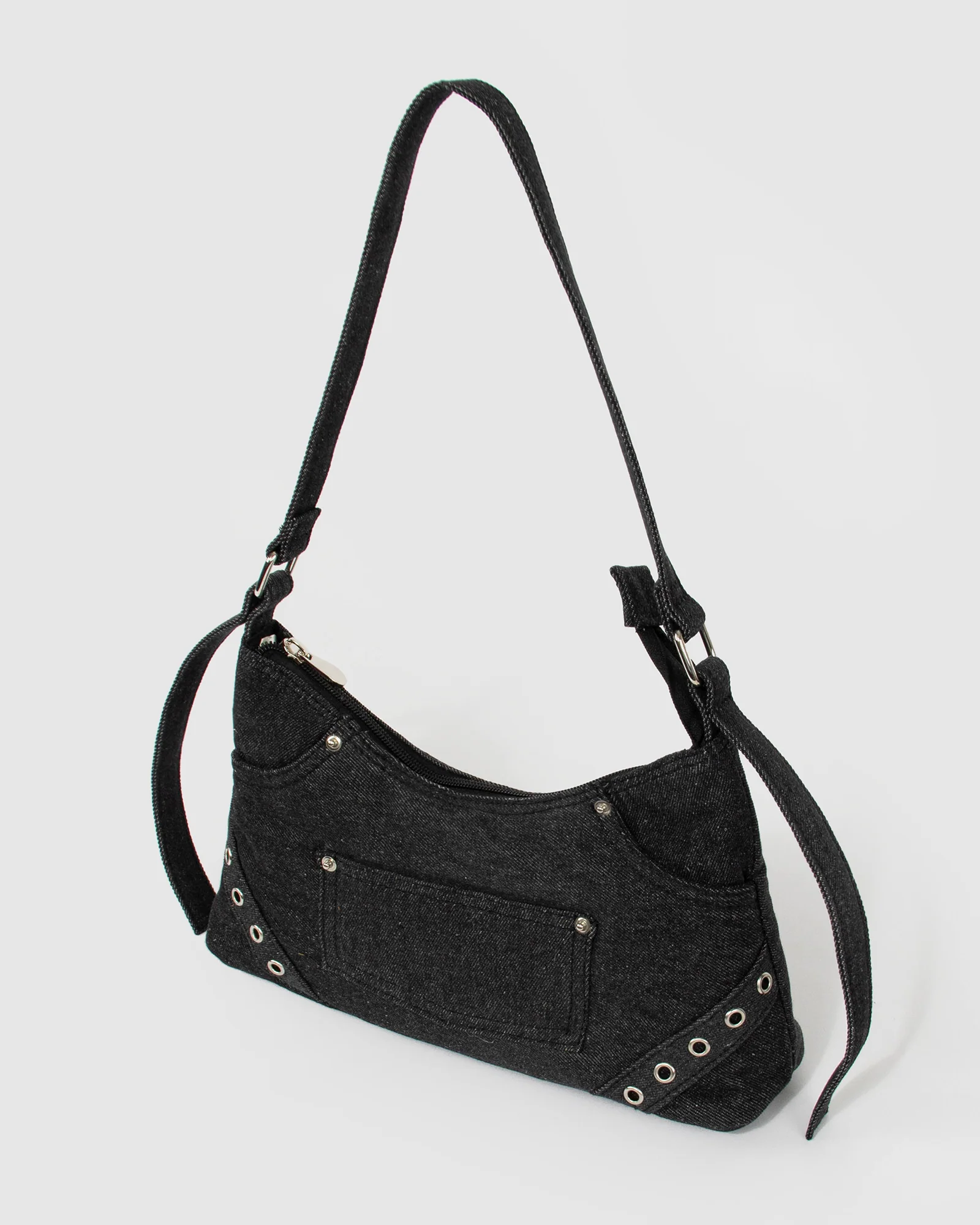 Ashley Black Denim Shoulder Bag - Image 6