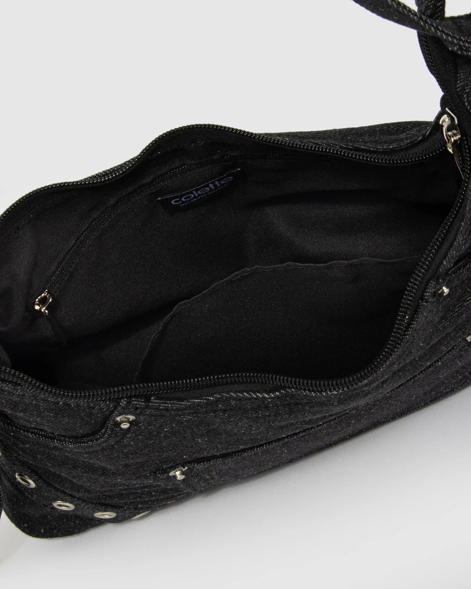 Ashley Black Denim Shoulder Bag - Image 7