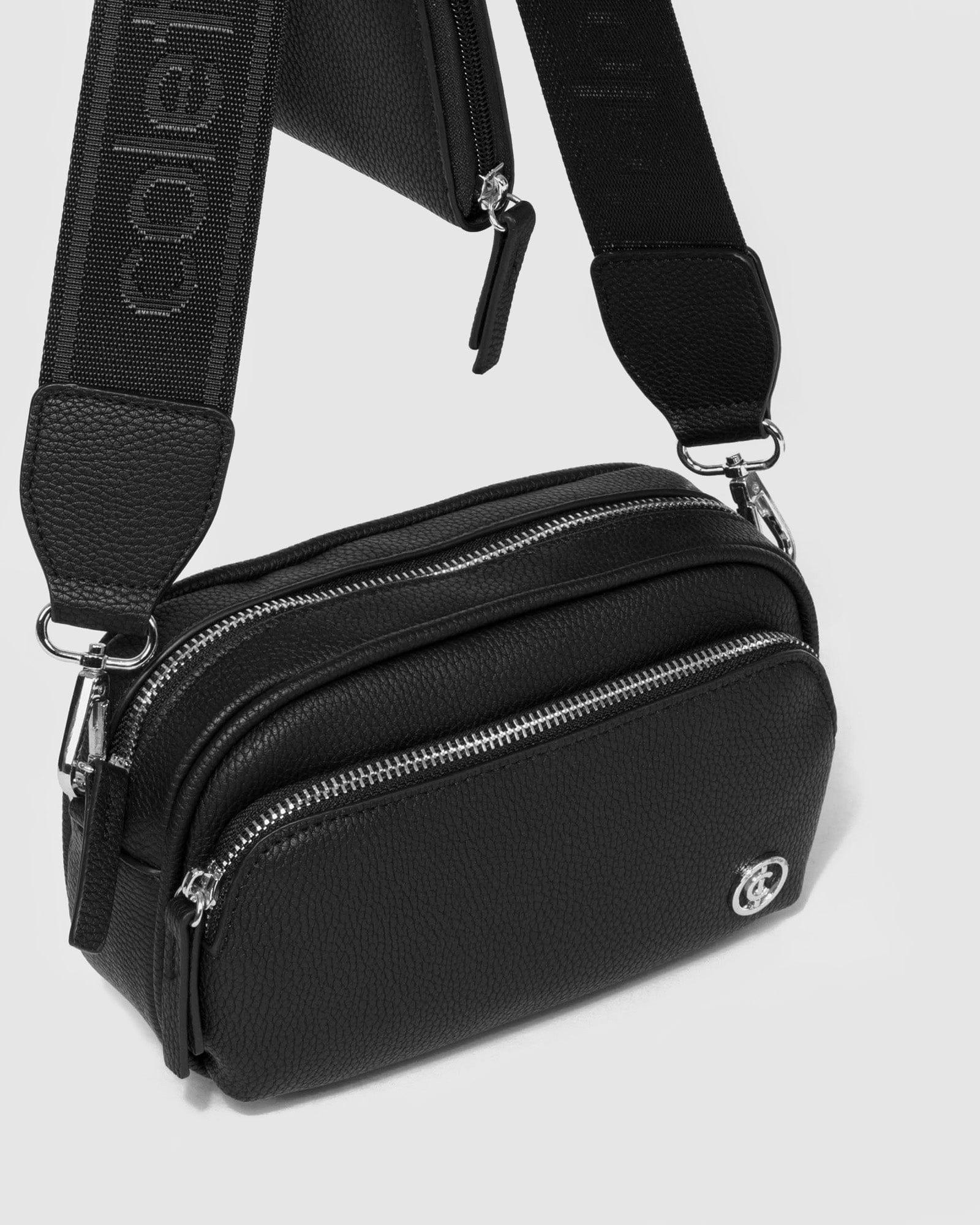 Black And Silver Amalia Webbing Crossbody Bag - Image 3