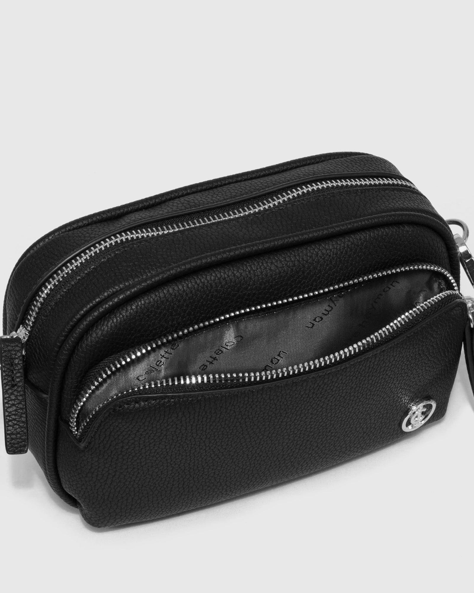 Black And Silver Amalia Webbing Crossbody Bag - Image 8