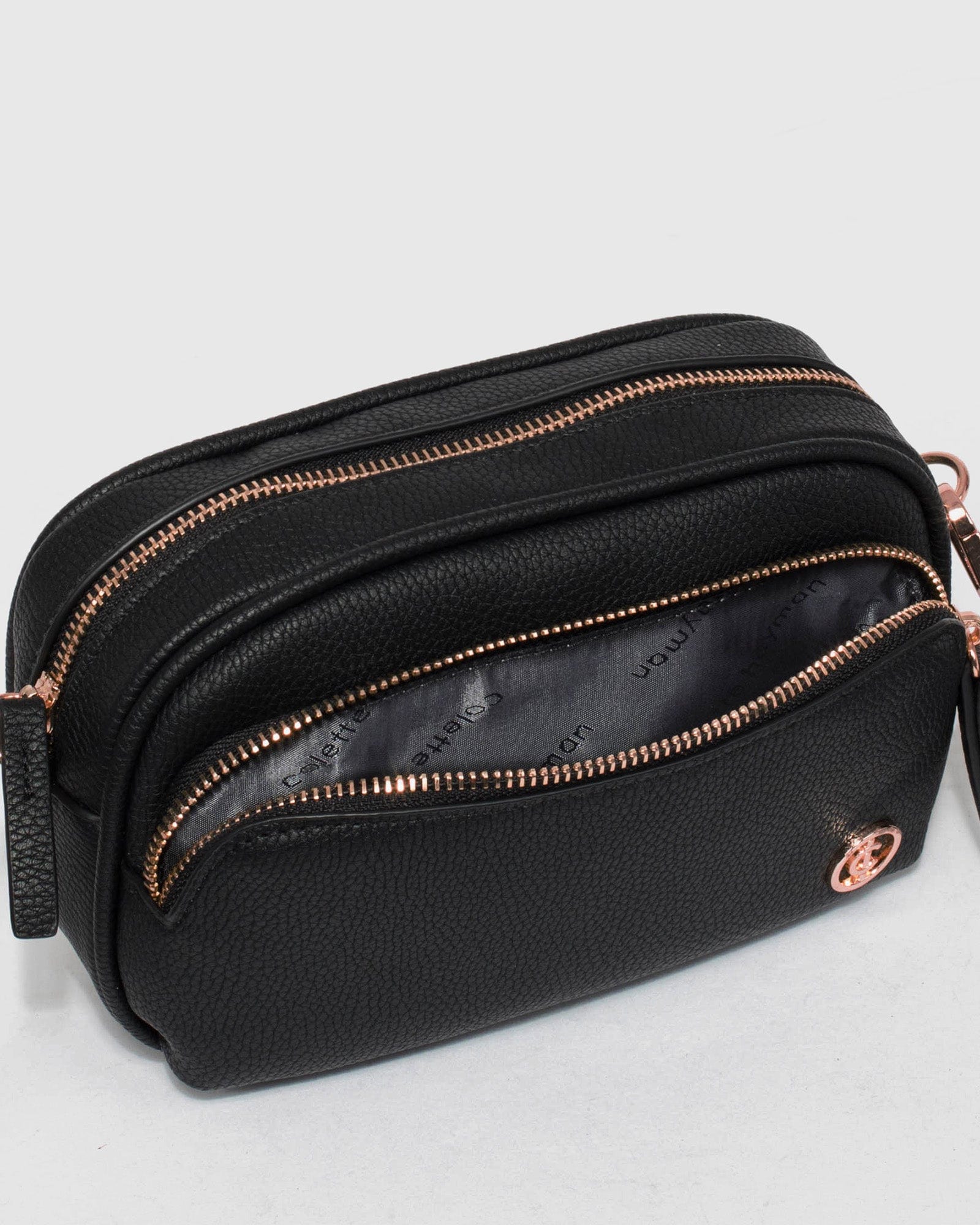 Black And Rose Gold Amalia Crossbody Bag - Image 8