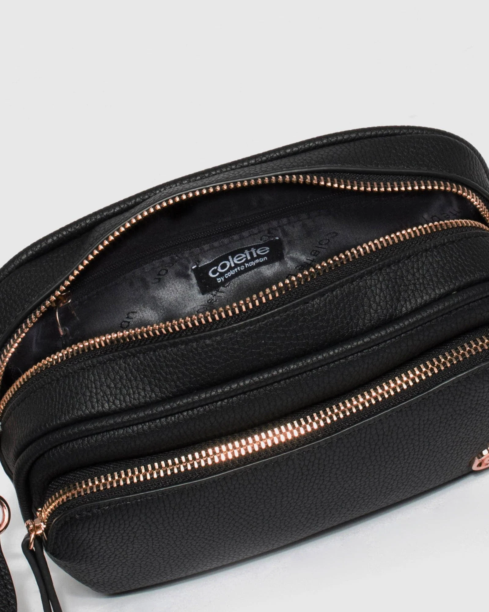 Black And Rose Gold Amalia Crossbody Bag - Image 9
