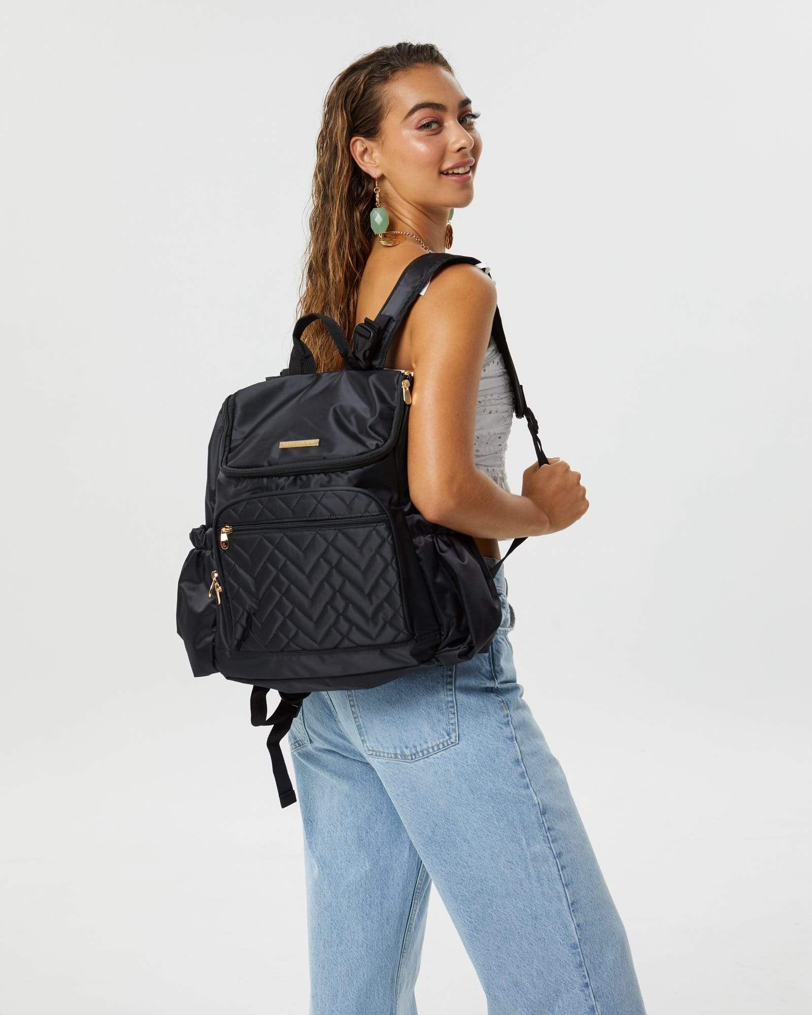 Black And Gold Baby Bag Backpack - Image 11