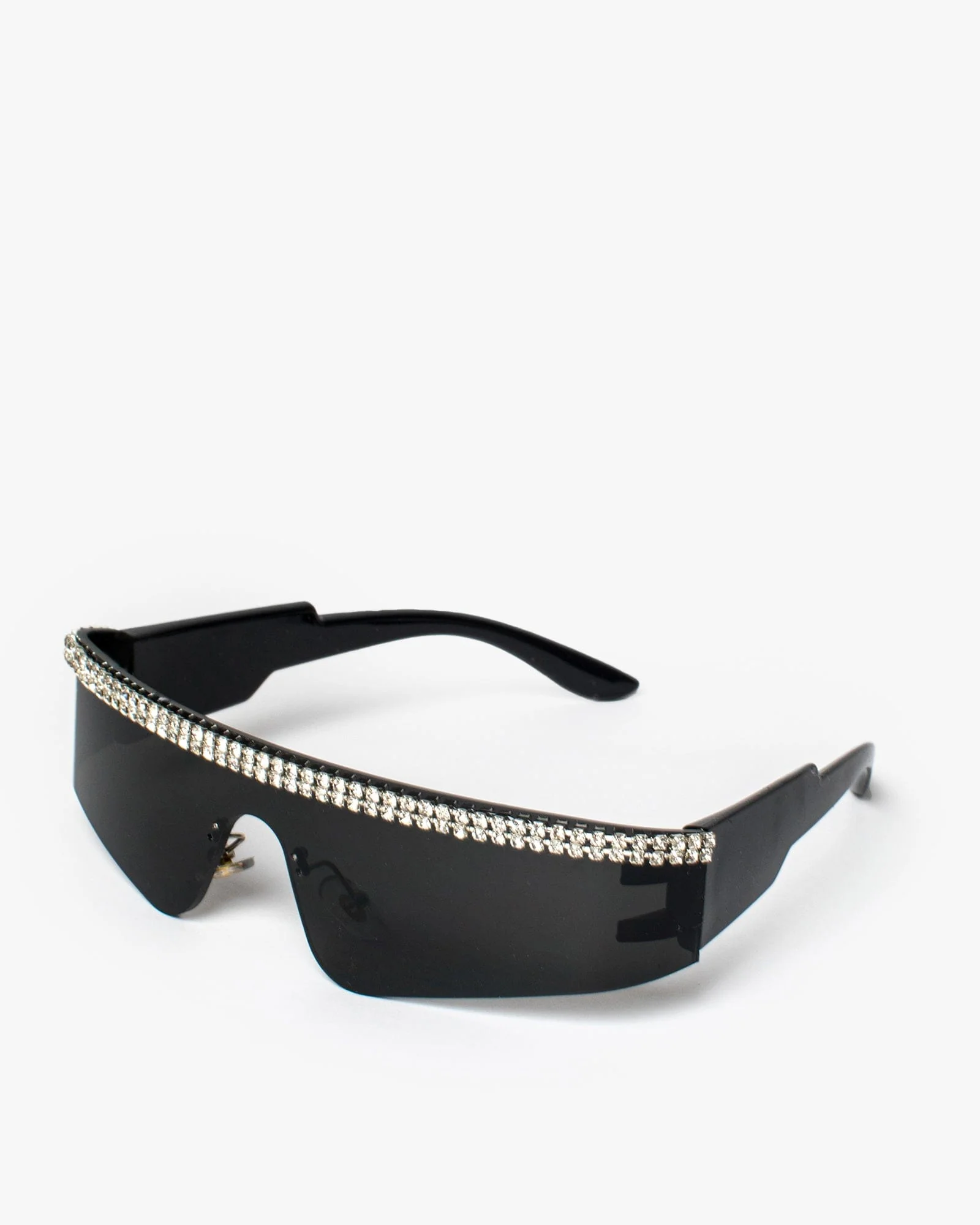 Black Crystal Detail Sheild Sunglasses - Image 2