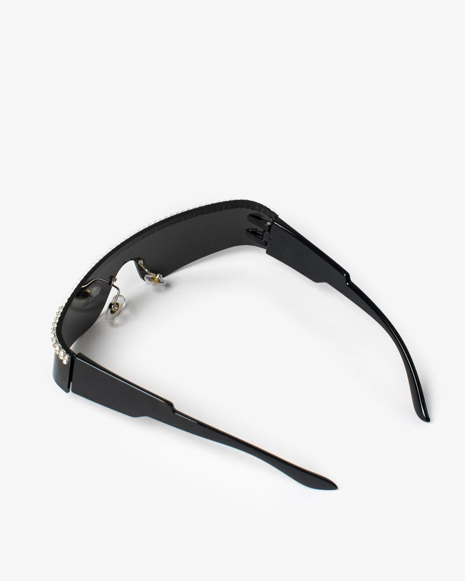 Black Crystal Detail Sheild Sunglasses - Image 3