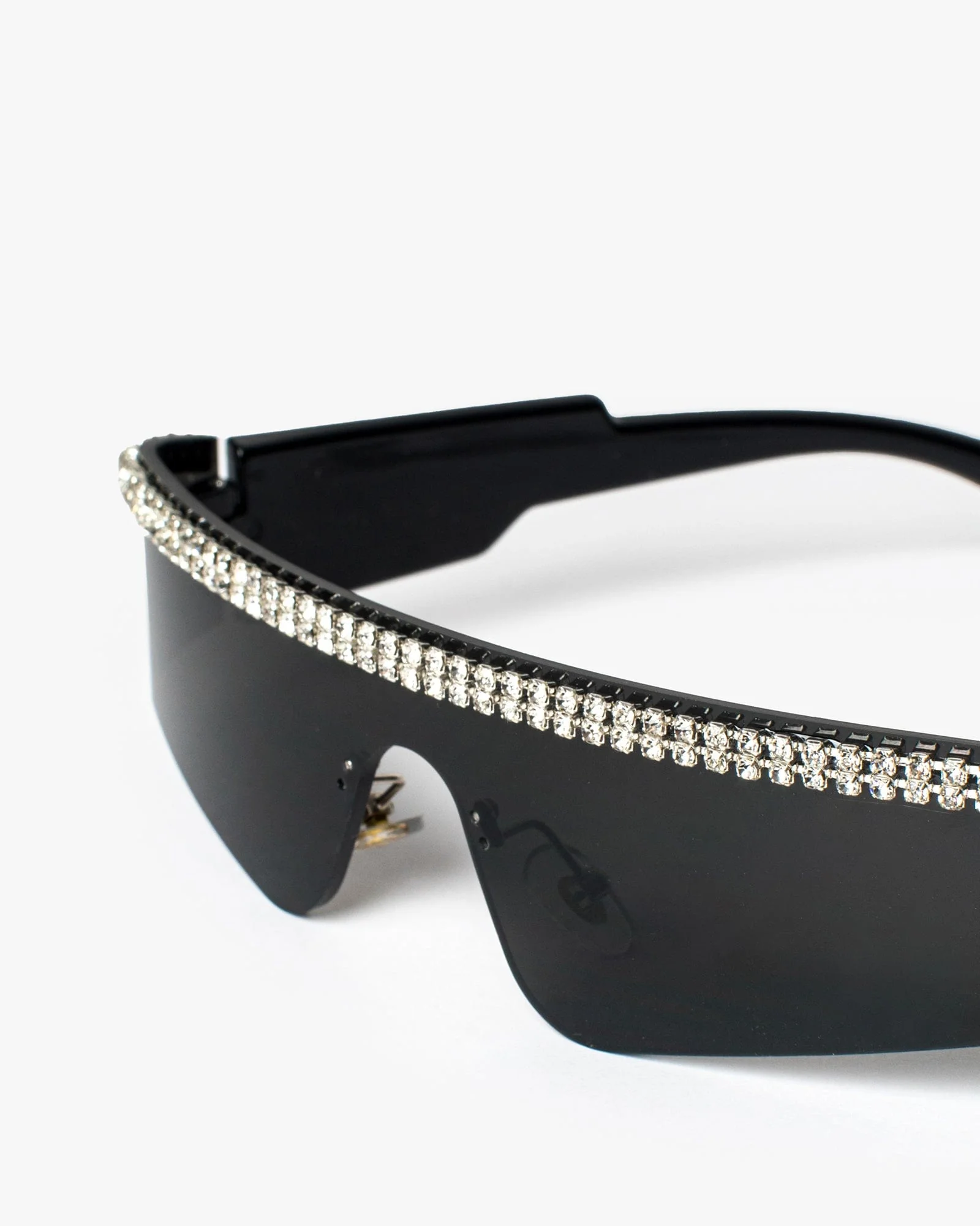 Black Crystal Detail Sheild Sunglasses - Image 4