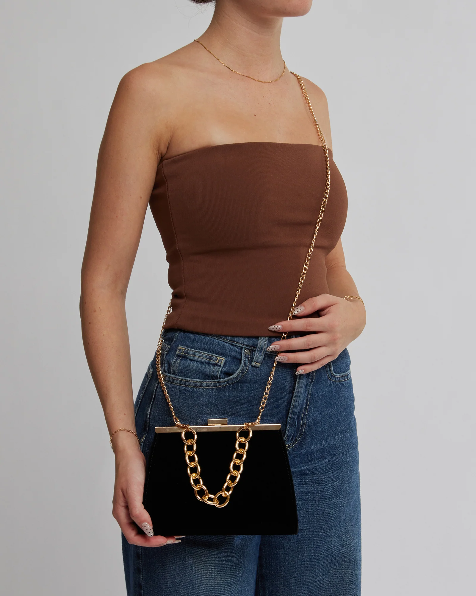 Black Crystal Top Handle Bag - Image 3