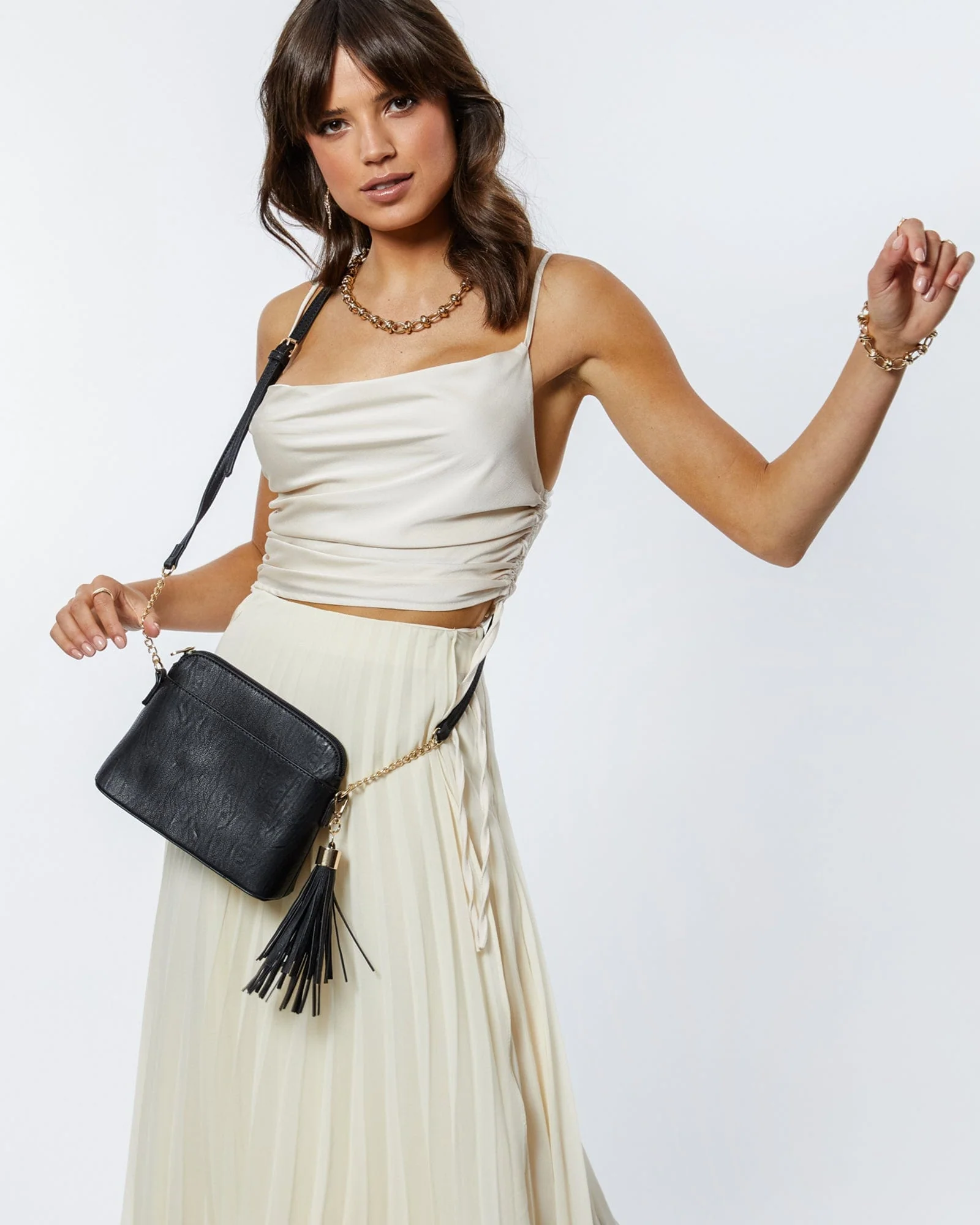 Black Karen Tassel Crossbody Bag - Image 5