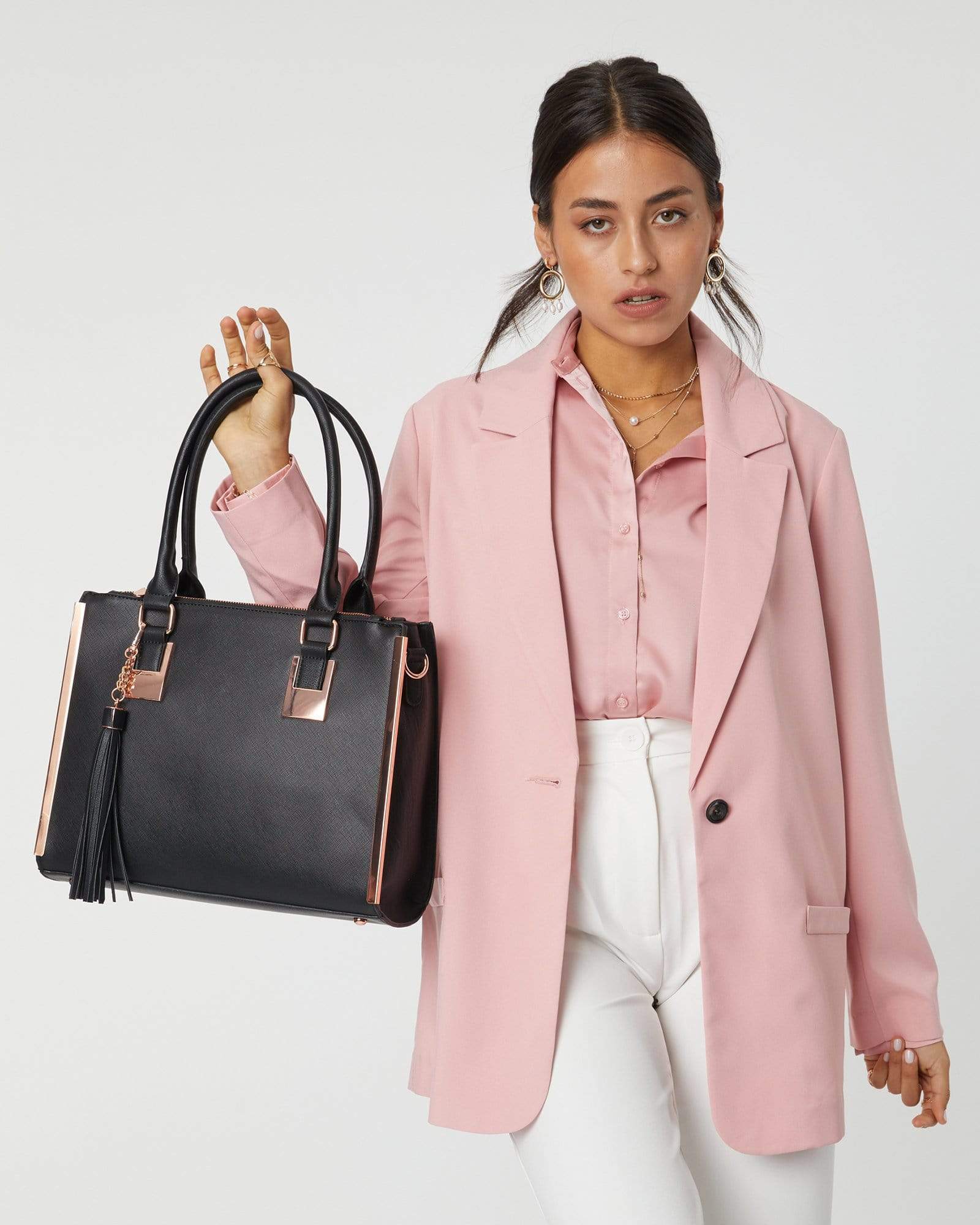 Black And Rose Gold Lucy Tote Bag - Image 6