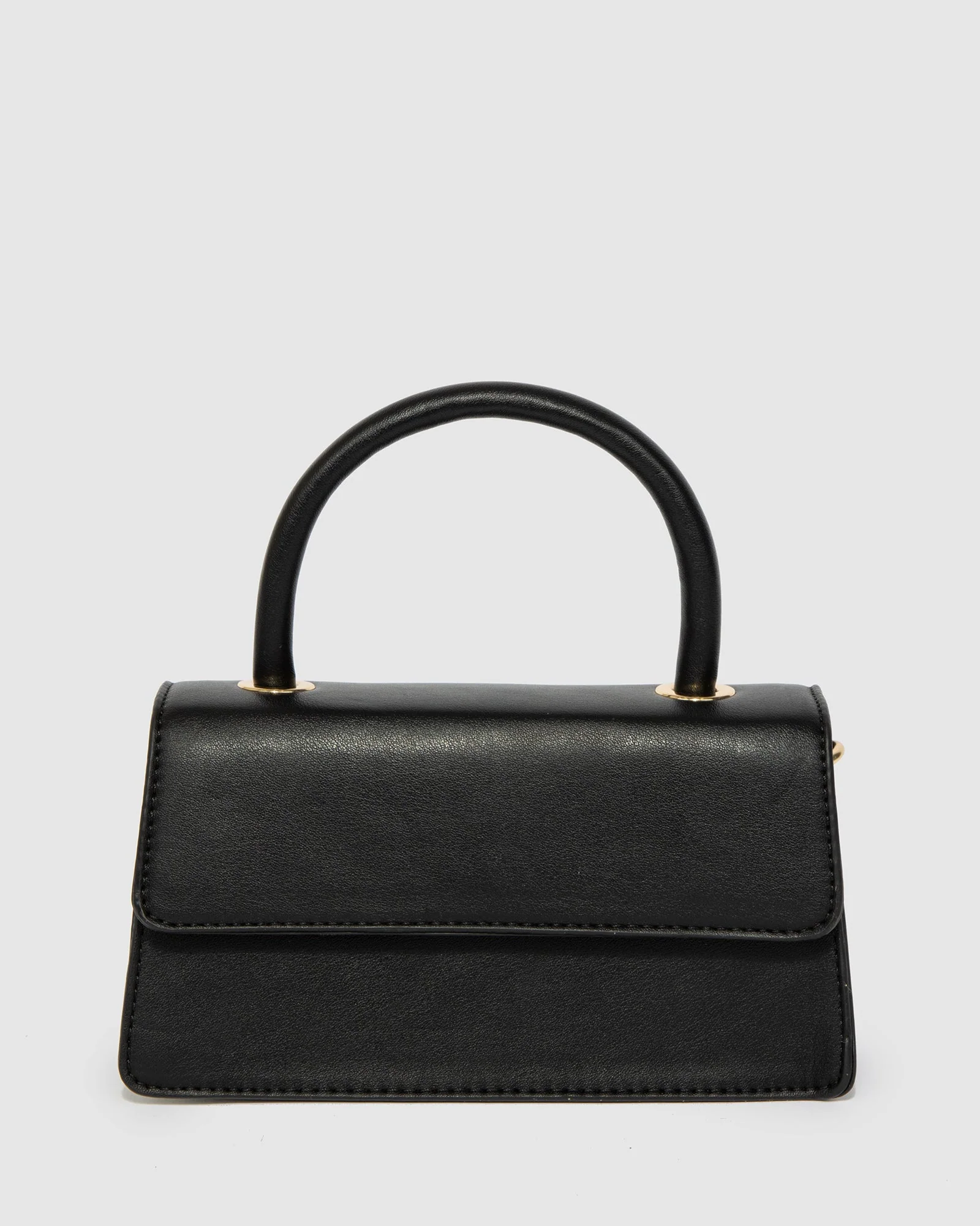 Black Luna Flap Top Handle Bag