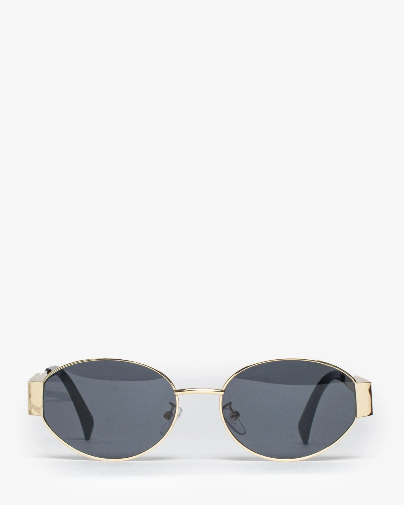 Black Oval Metal Detail Sunglasses