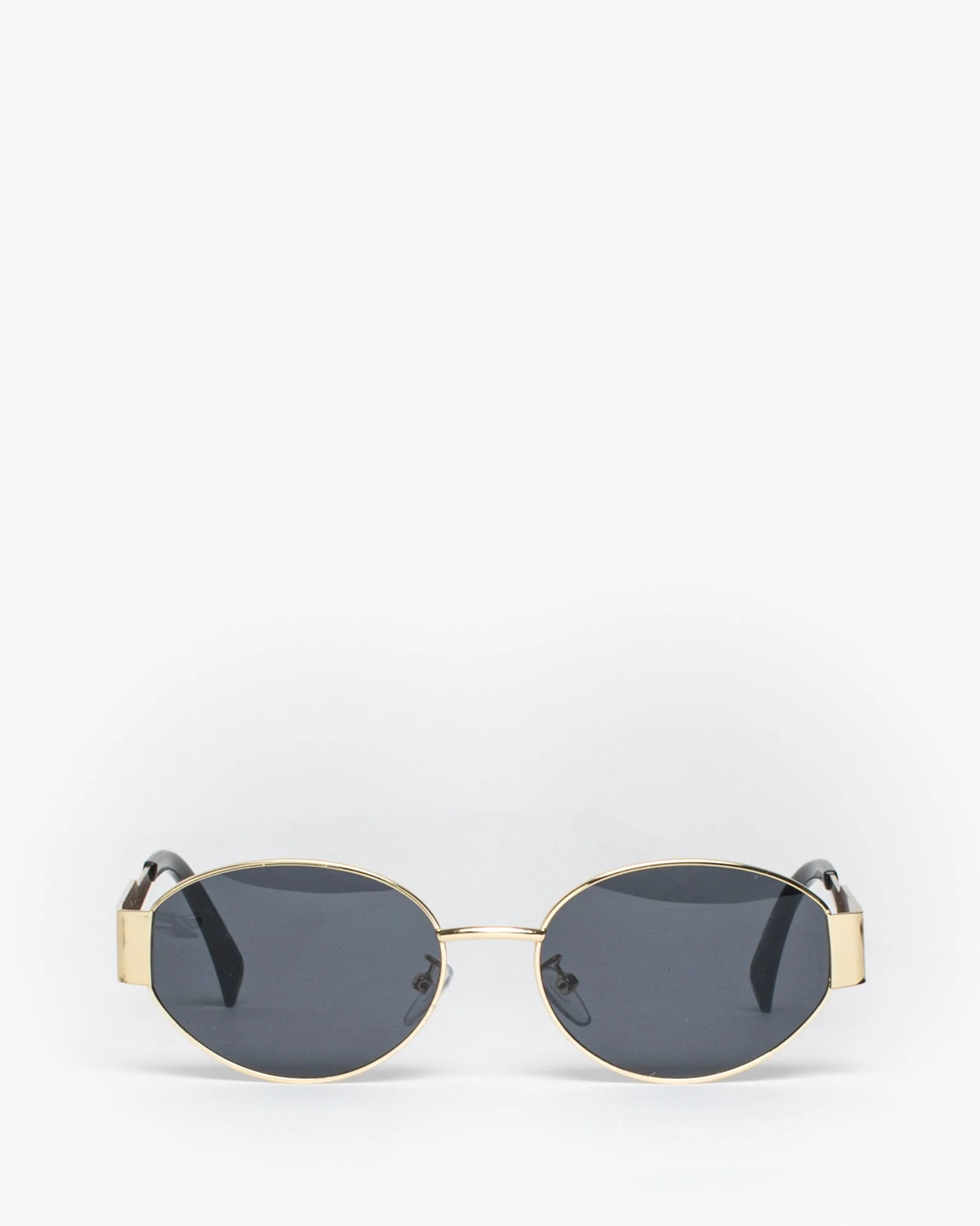 Black Oval Metal Detail Sunglasses - Image 2