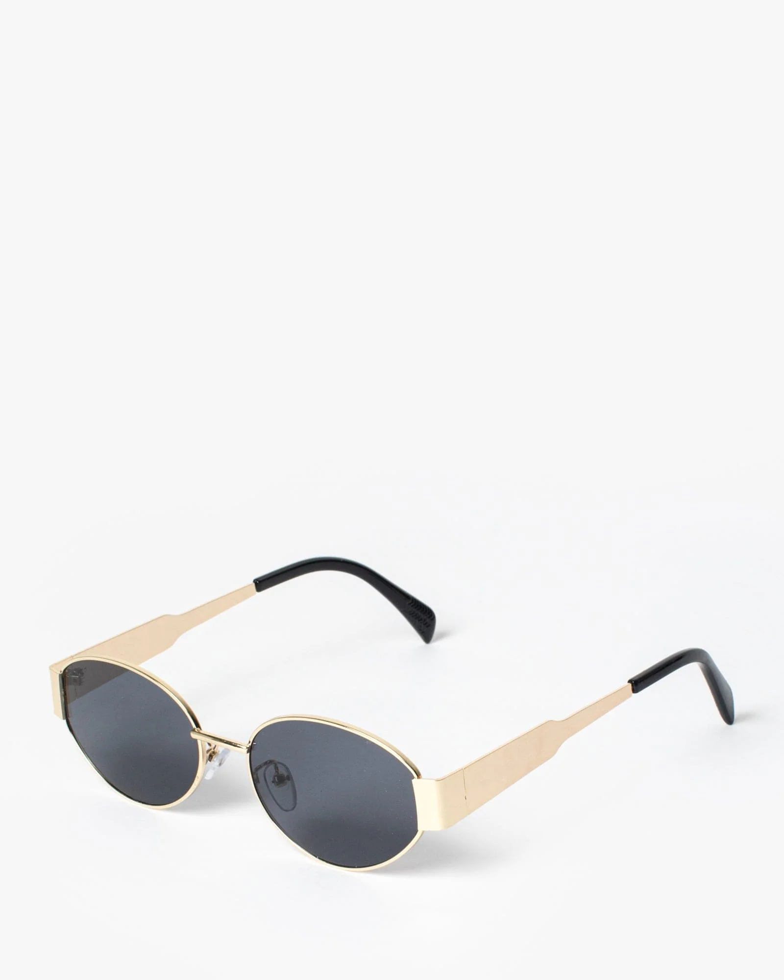 Black Oval Metal Detail Sunglasses - Image 3