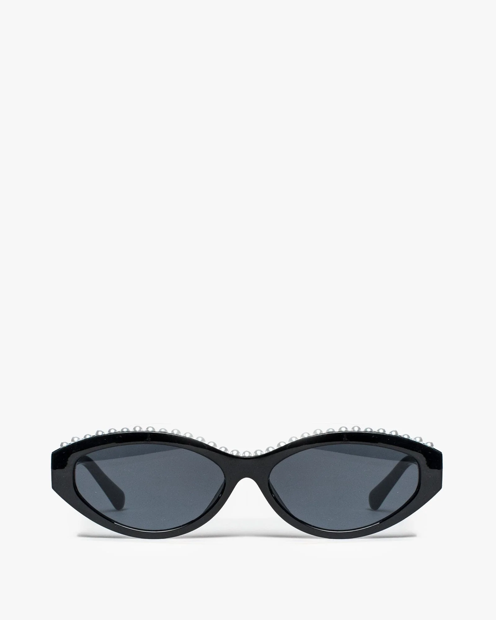 Black Pearl Embellished Rounded Sunglasses