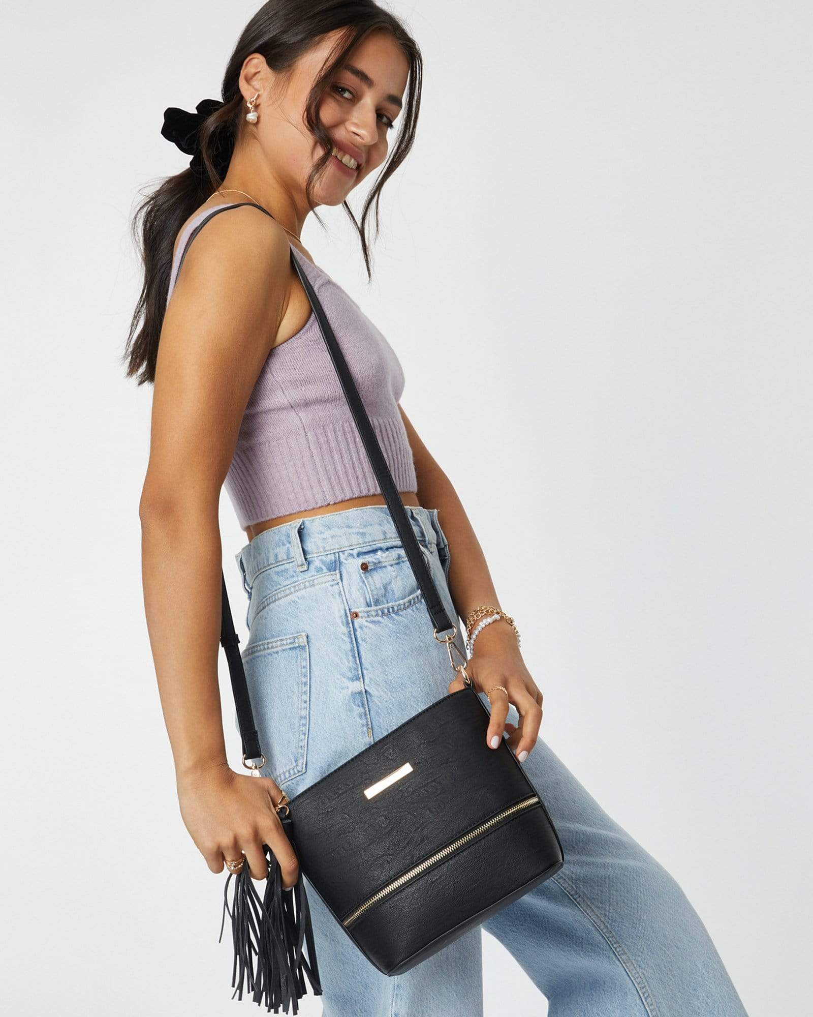 Black Pia Tassel Crossbody Bag - Image 9
