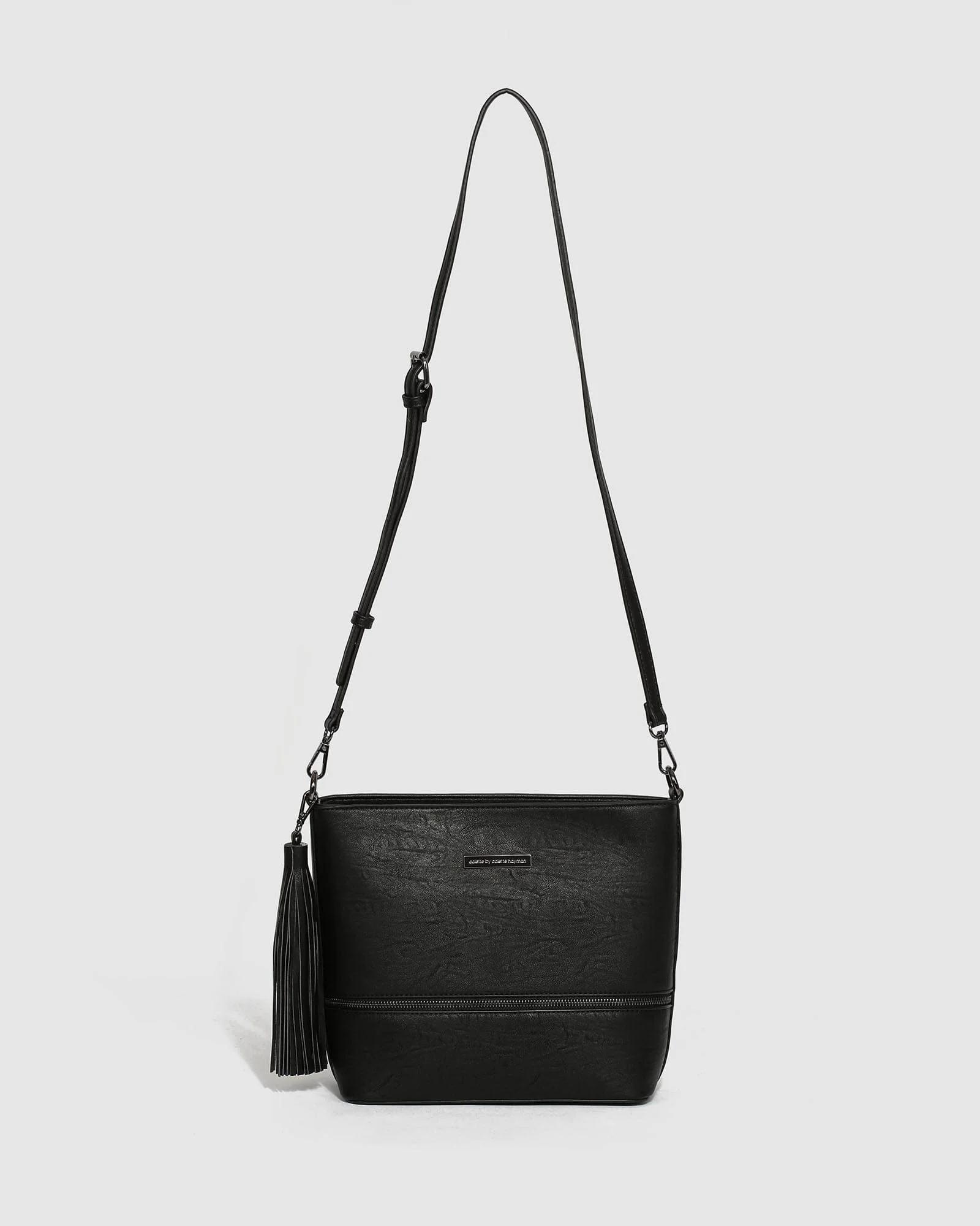 Black Pia Tassel Medium Crossbody Bag - Image 3