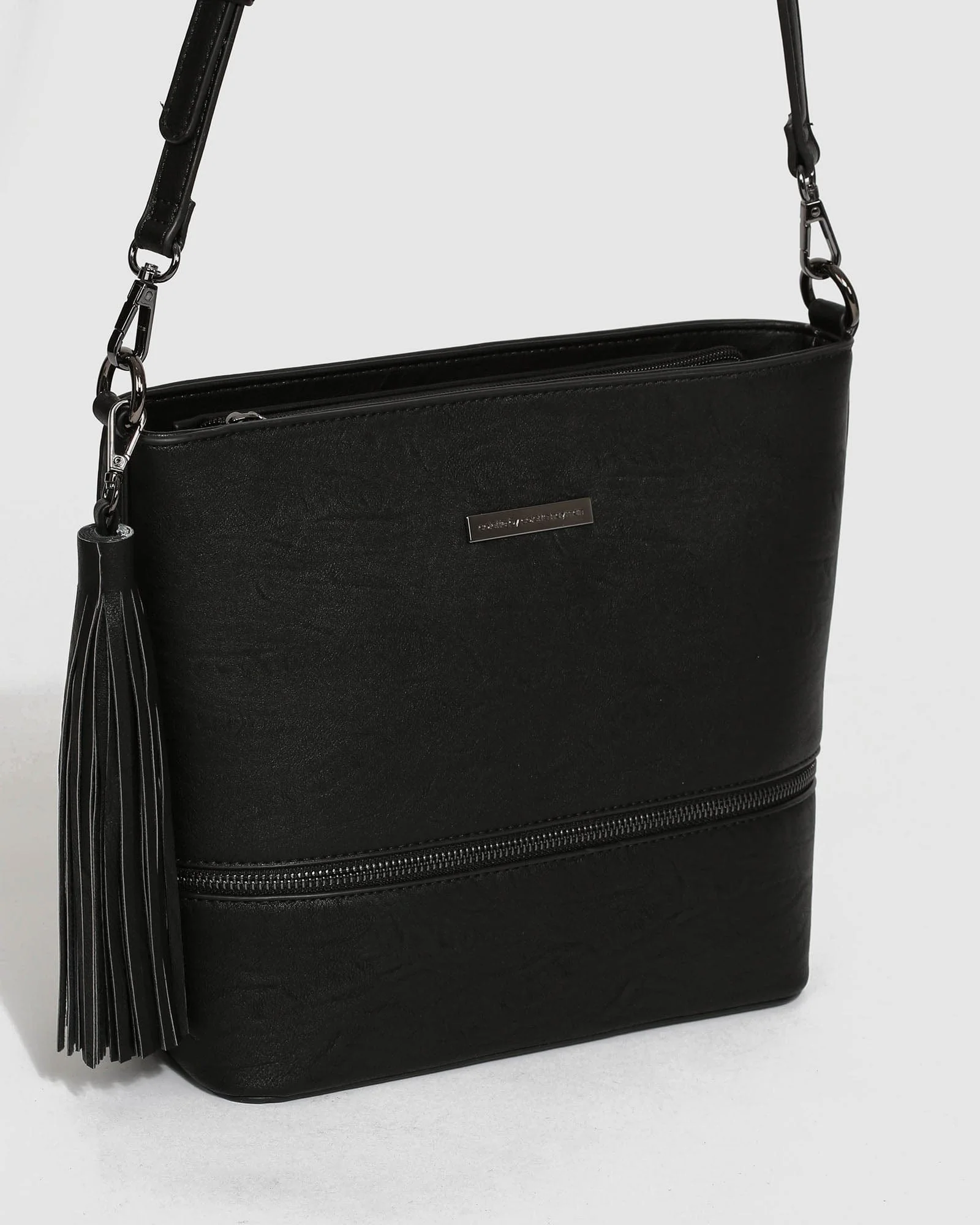 Black Pia Tassel Medium Crossbody Bag - Image 4