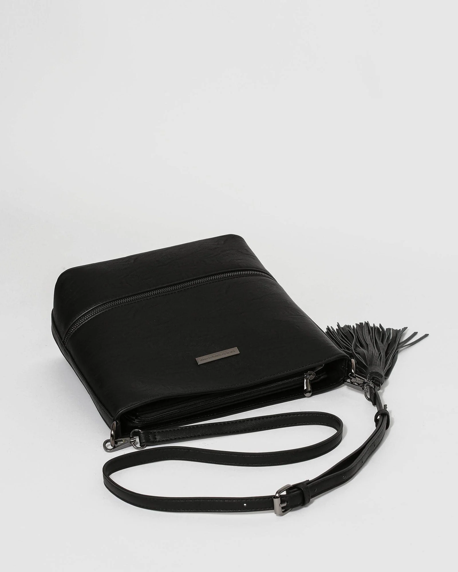 Black Pia Tassel Medium Crossbody Bag - Image 5