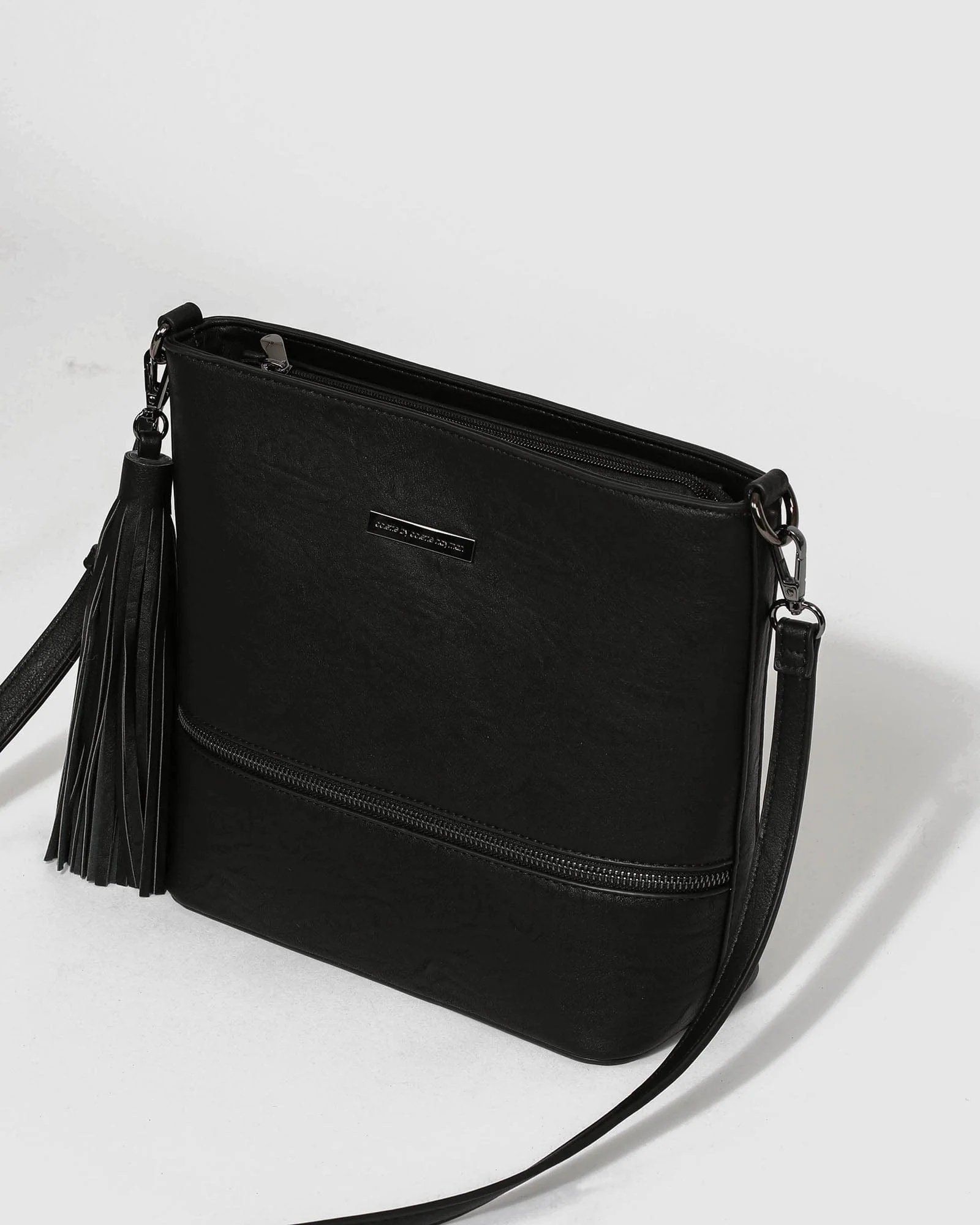 Black Pia Tassel Medium Crossbody Bag - Image 7