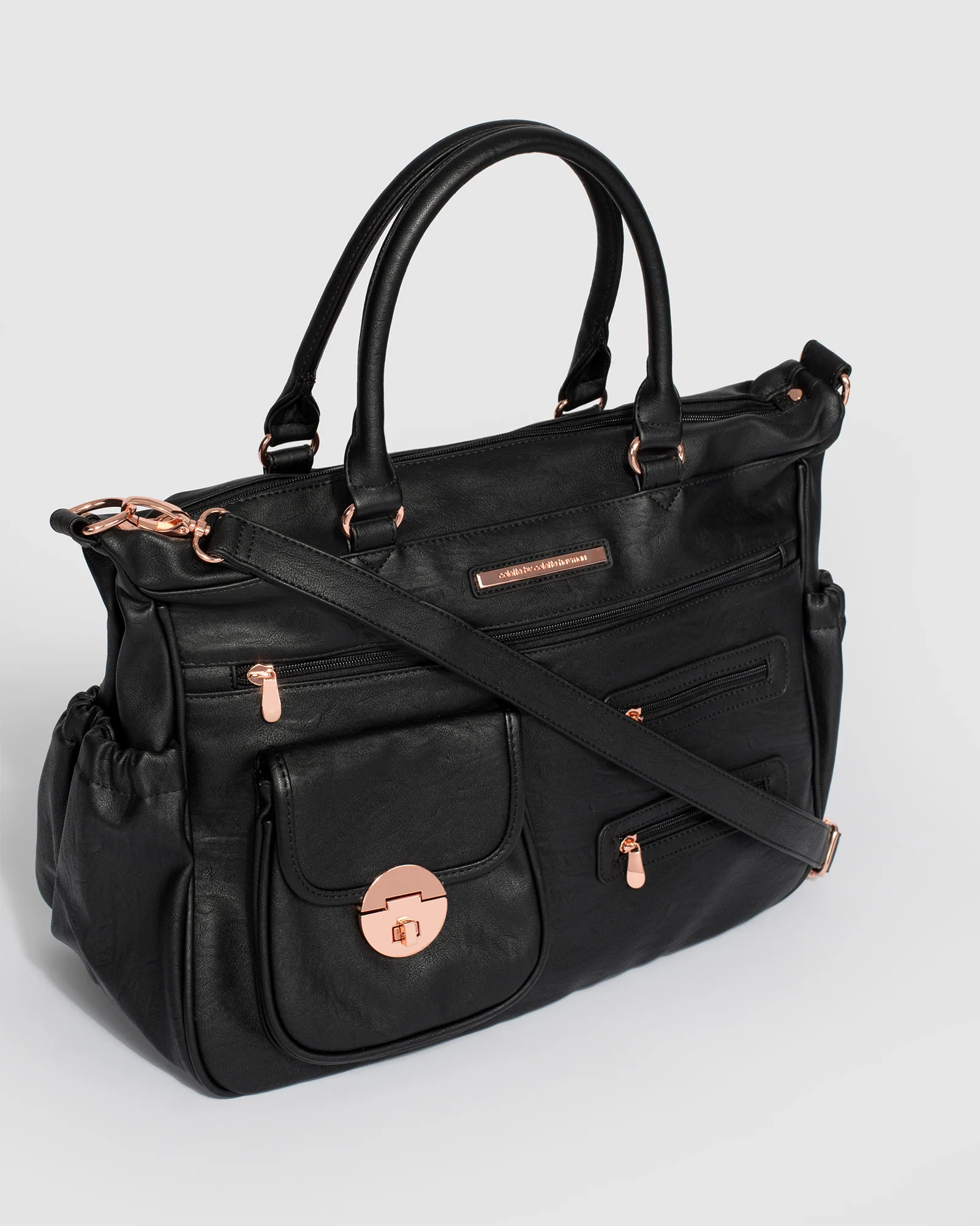 Black And Rose Gold Pocket Baby Bag - Image 3