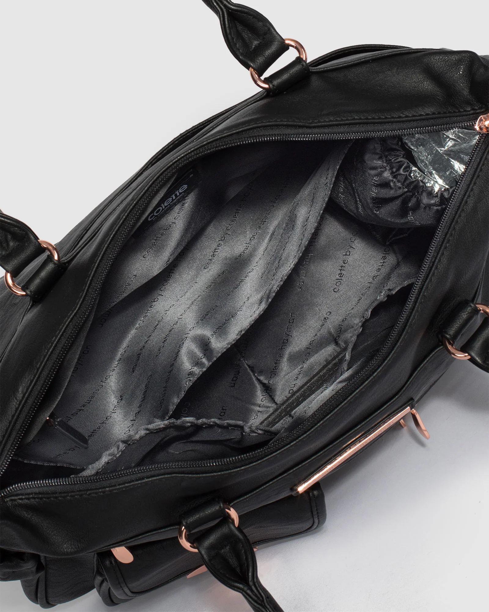 Black And Rose Gold Pocket Baby Bag - Image 8