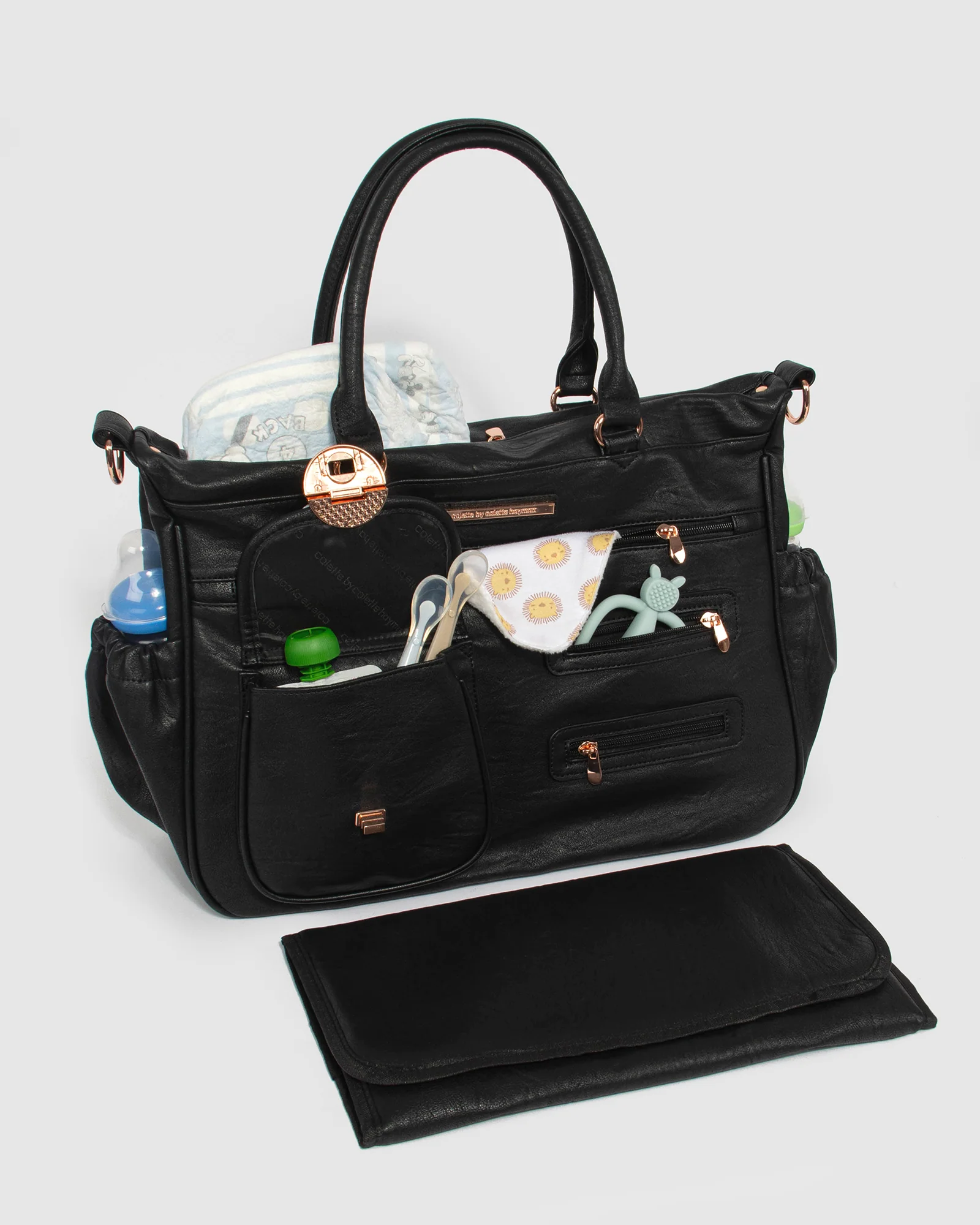 Black And Rose Gold Pocket Baby Bag - Image 9