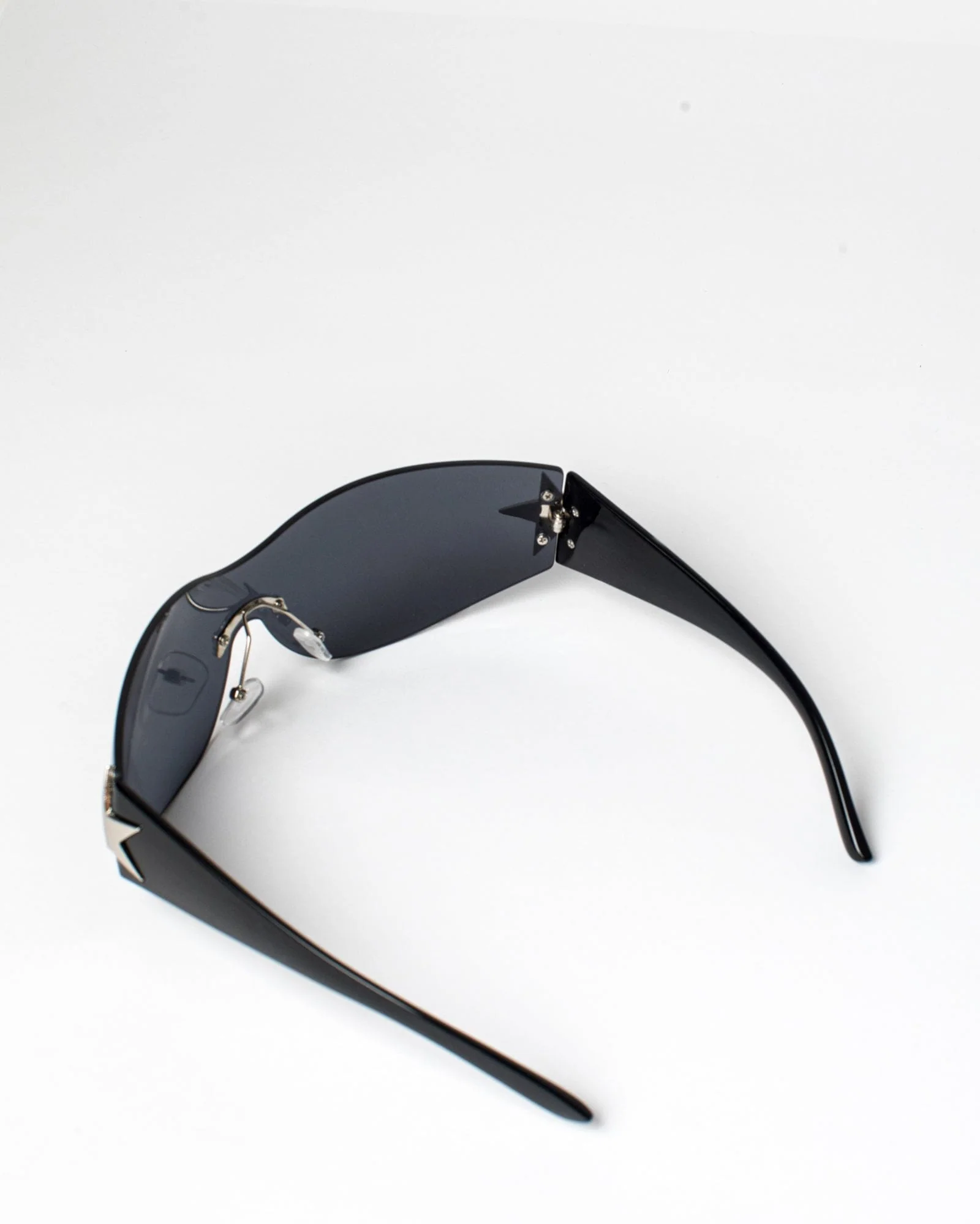 Black Rimless Wrap Around Star Sunglasses - Image 3
