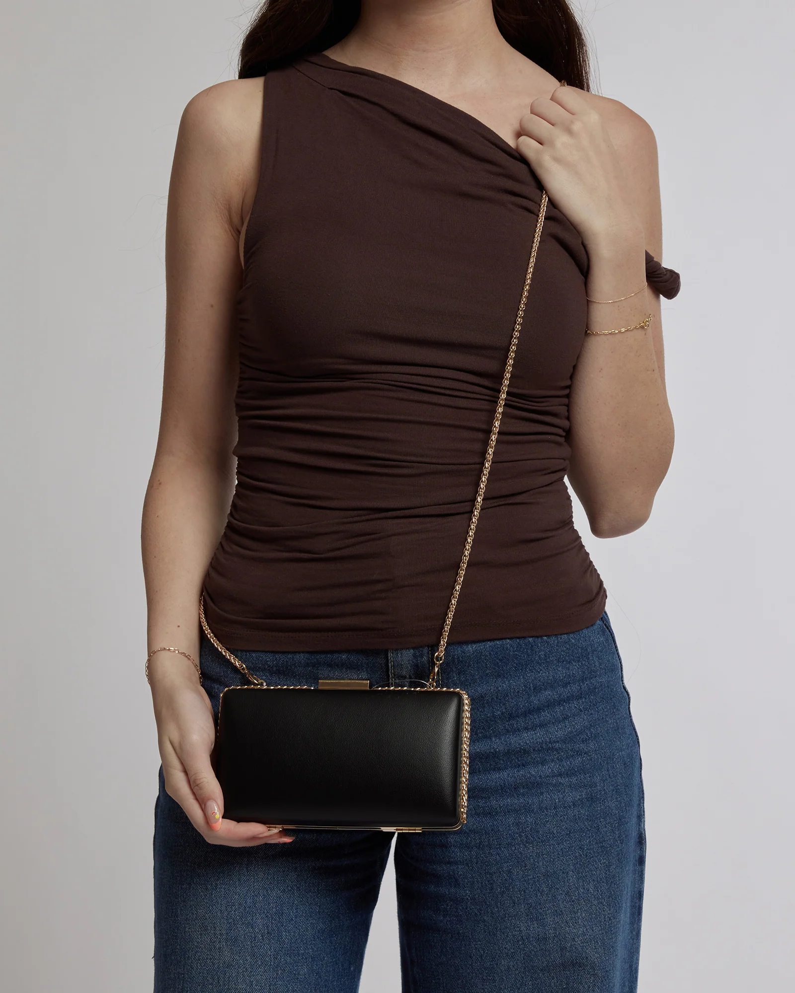 Black Steph Chain Clutch Bag - Image 3