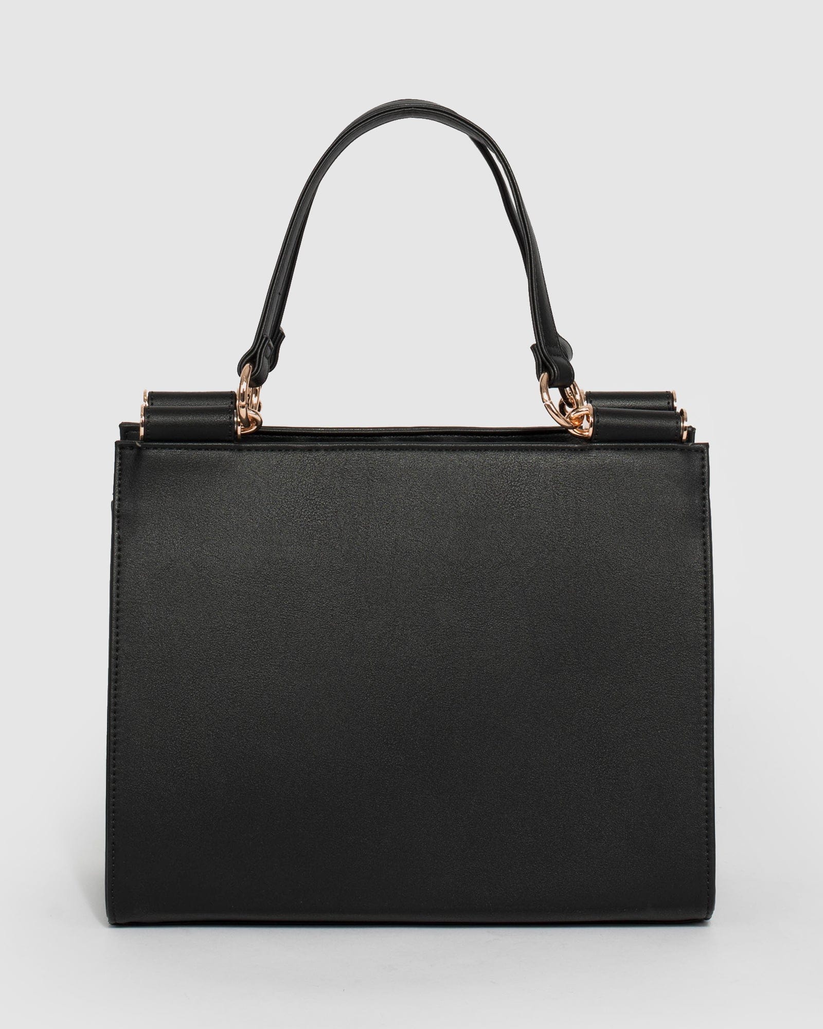 Black Stephanie Square Lock Tote Bag - Image 5