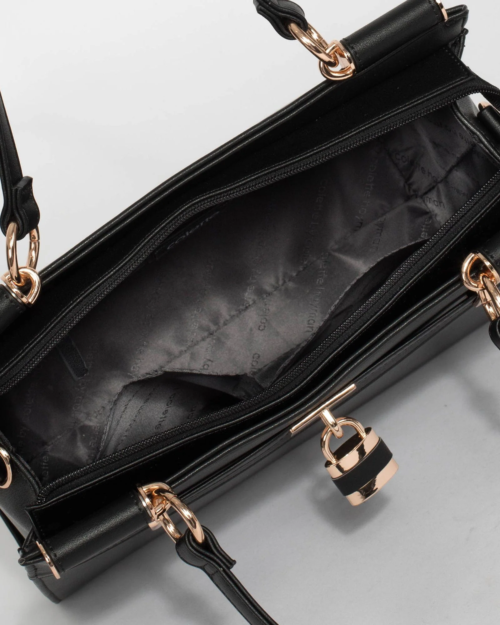 Black Stephanie Square Lock Tote Bag - Image 9