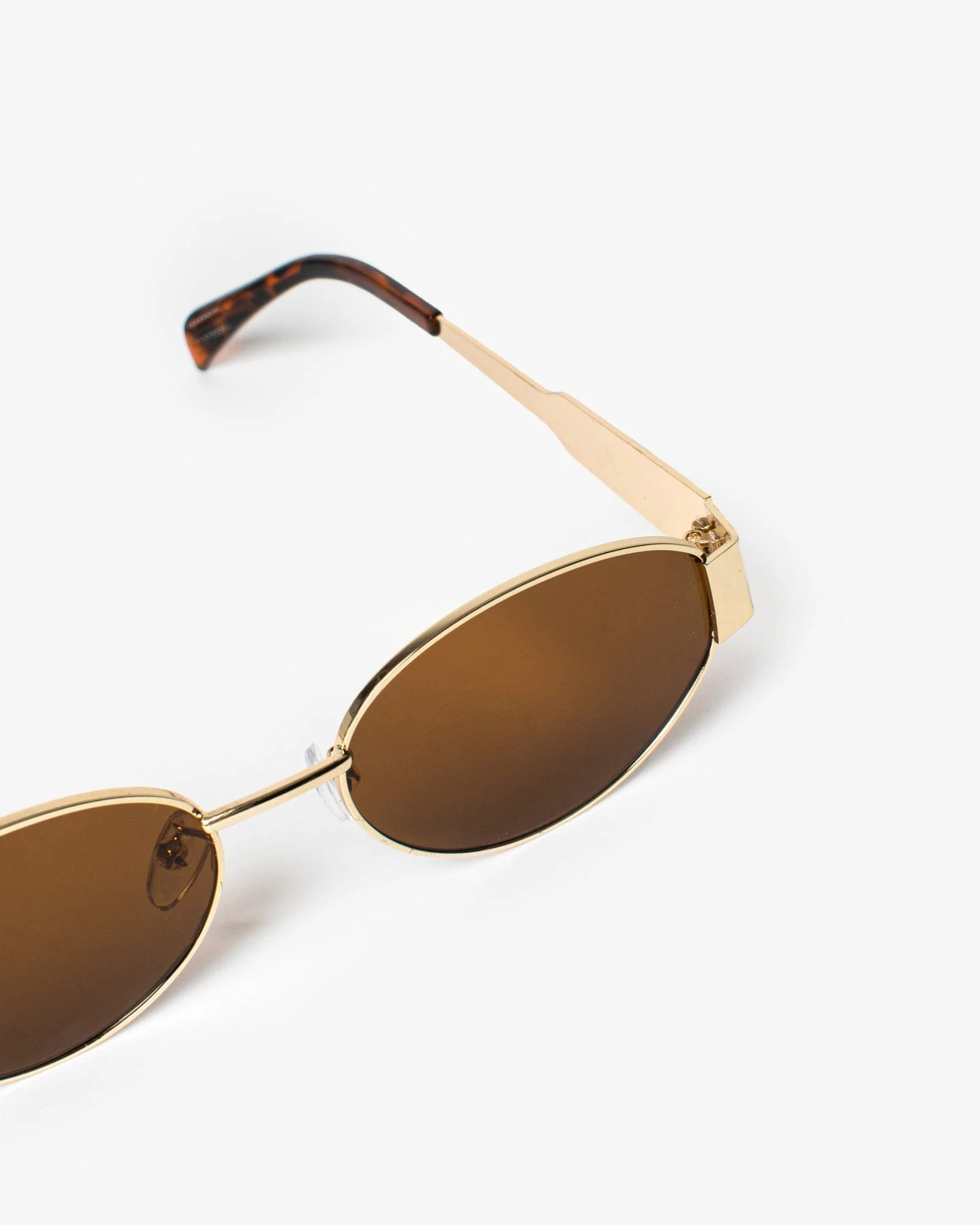 Brown Oval Metal Detail Sunglasses - Image 4