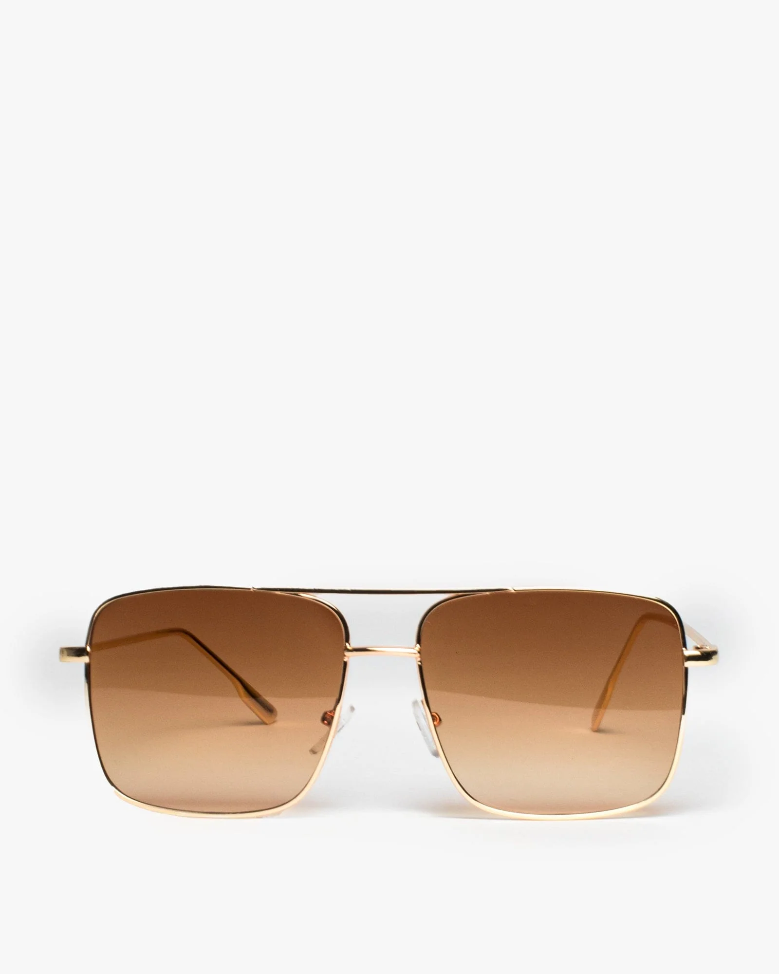 Brown Square Metal Frame Sunglasses