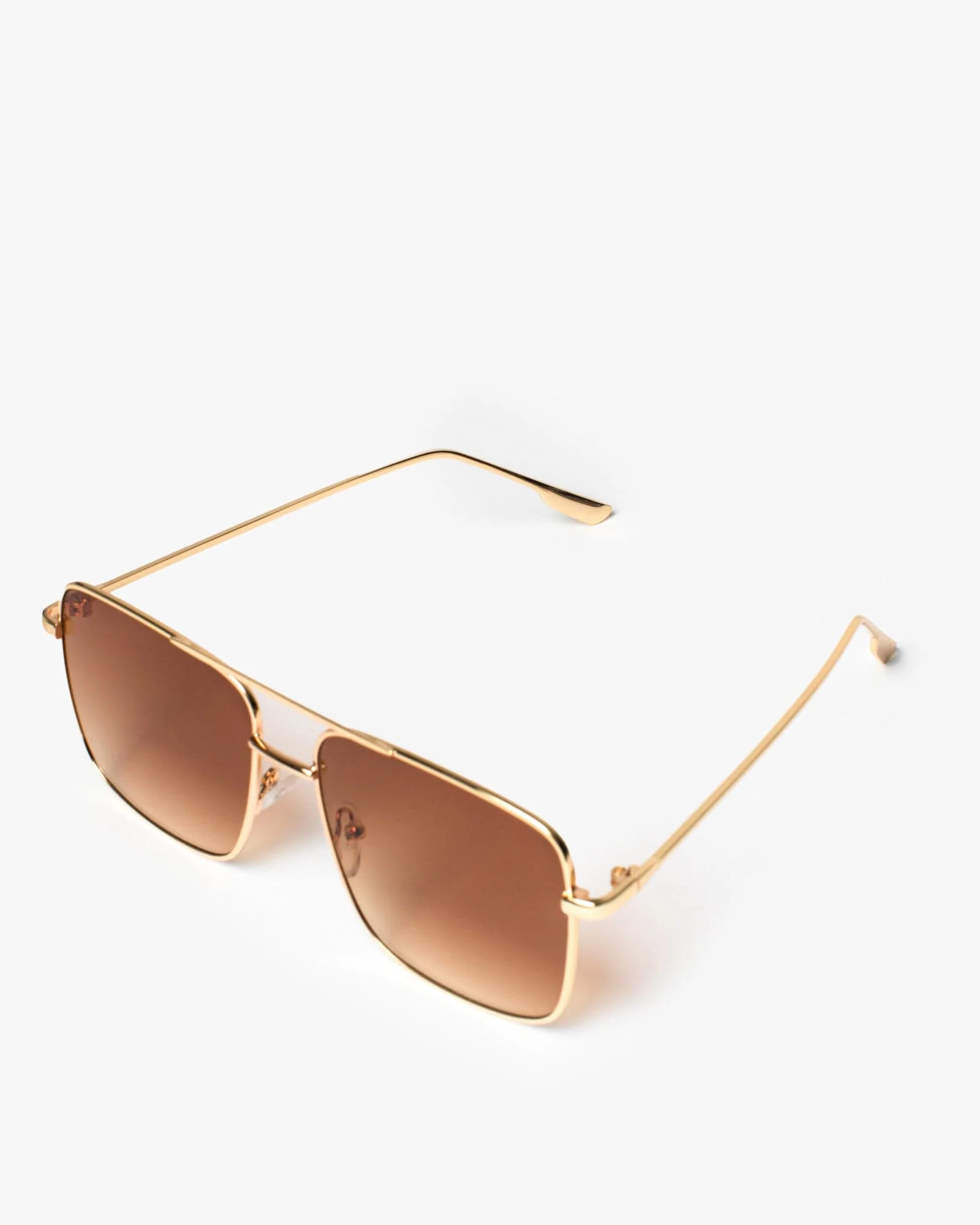 Brown Square Metal Frame Sunglasses - Image 2