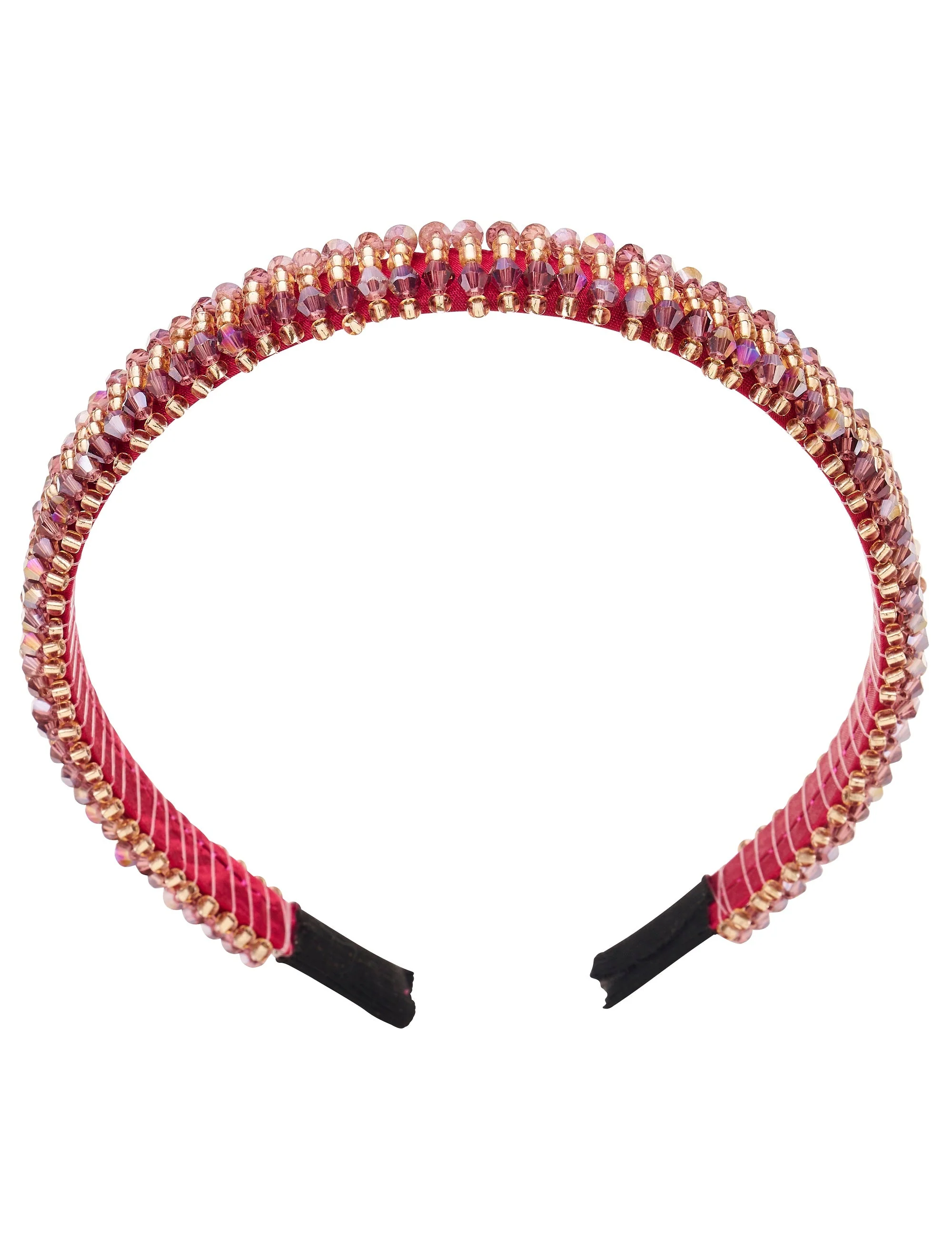 Burgundy Beaded Narrow Headband