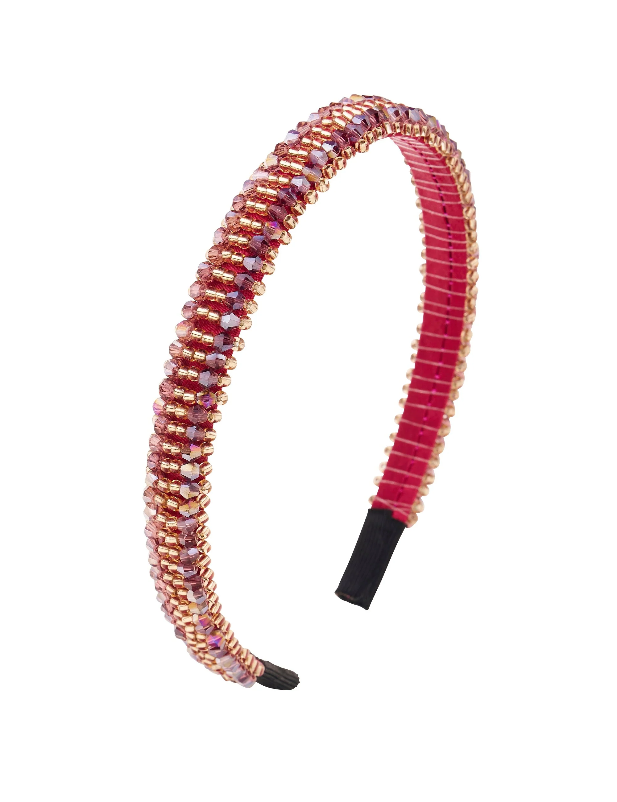 Burgundy Beaded Narrow Headband - Image 3