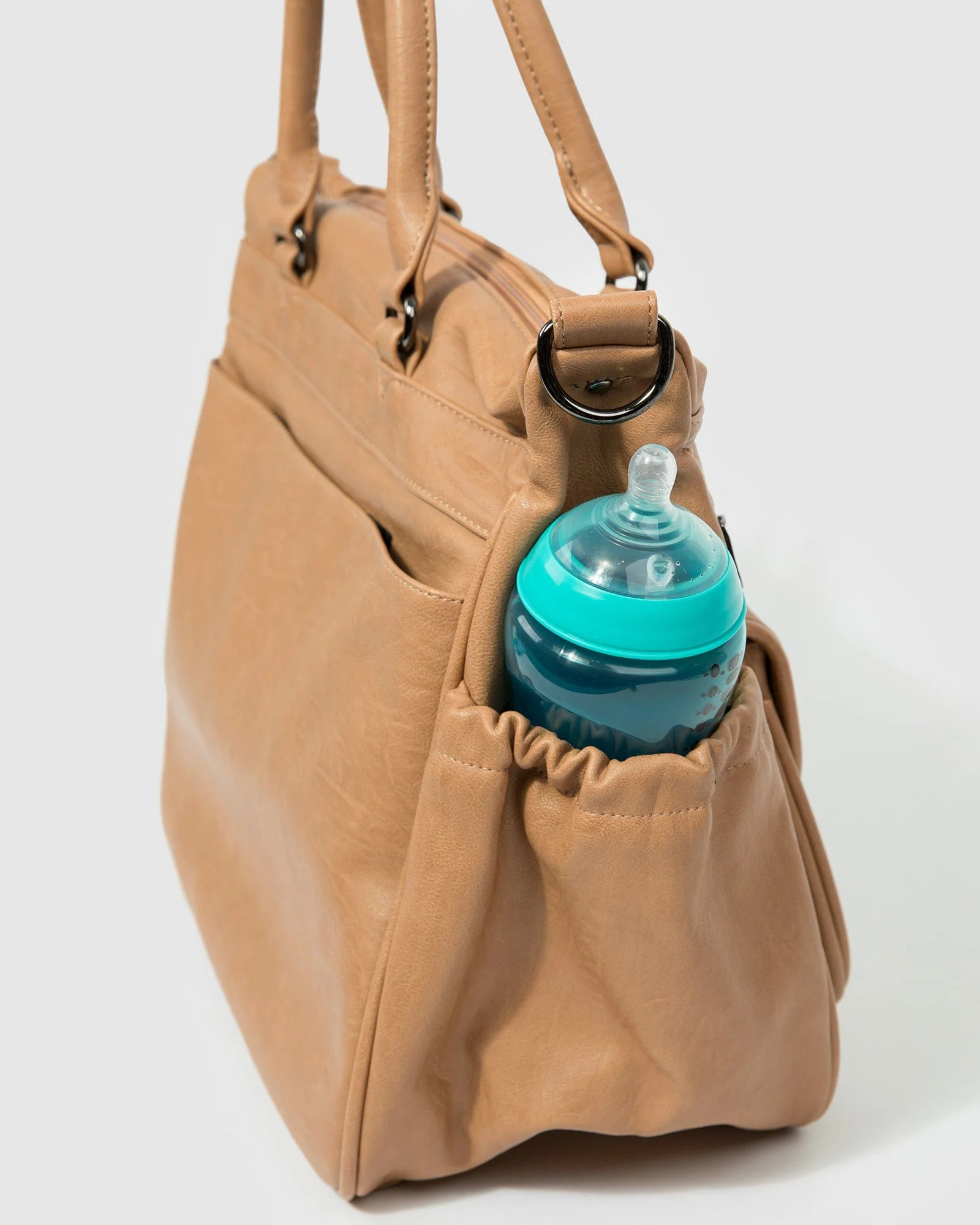 Caramel And Gunmetal Baby Bag - Image 3