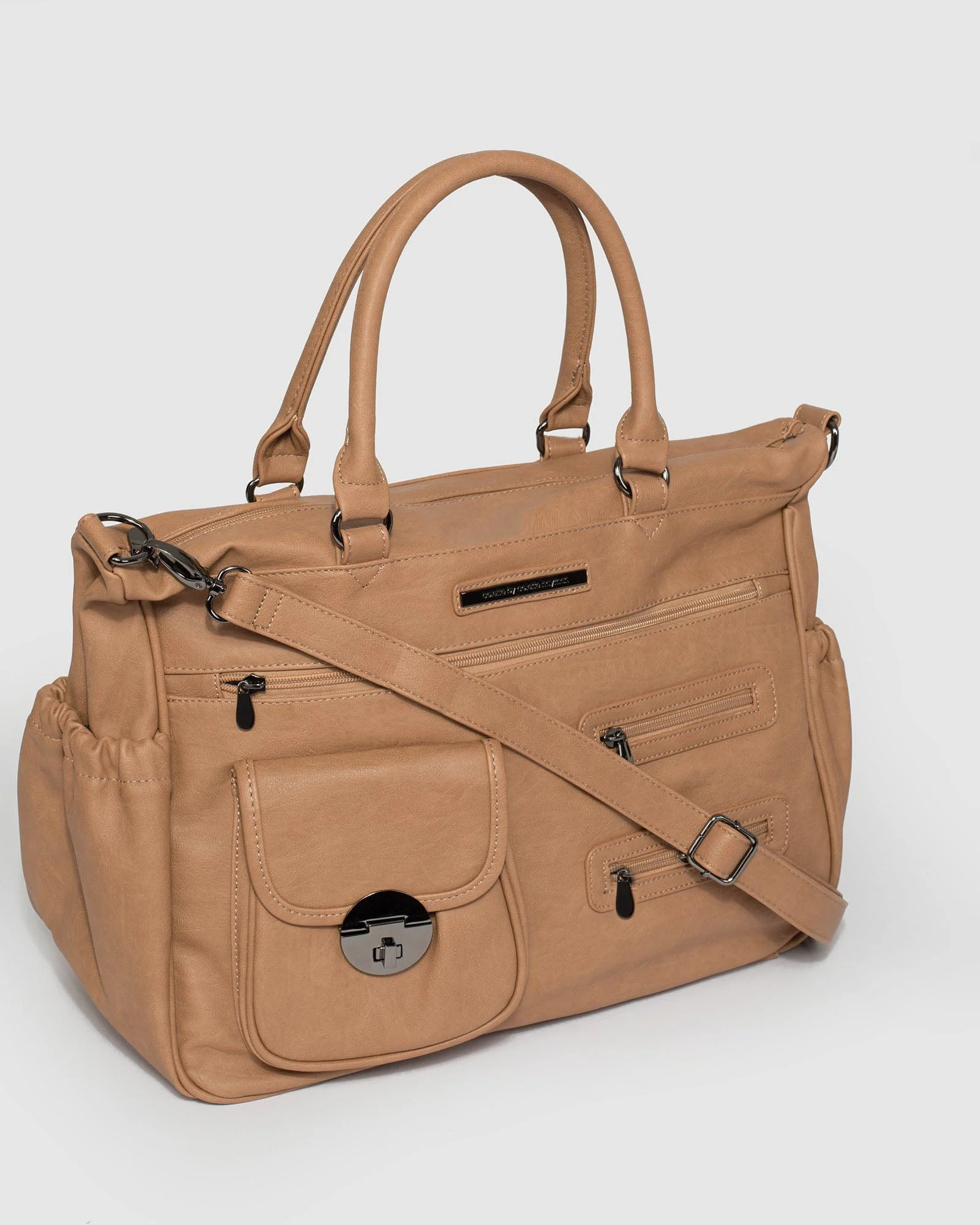 Caramel And Gunmetal Baby Bag - Image 4