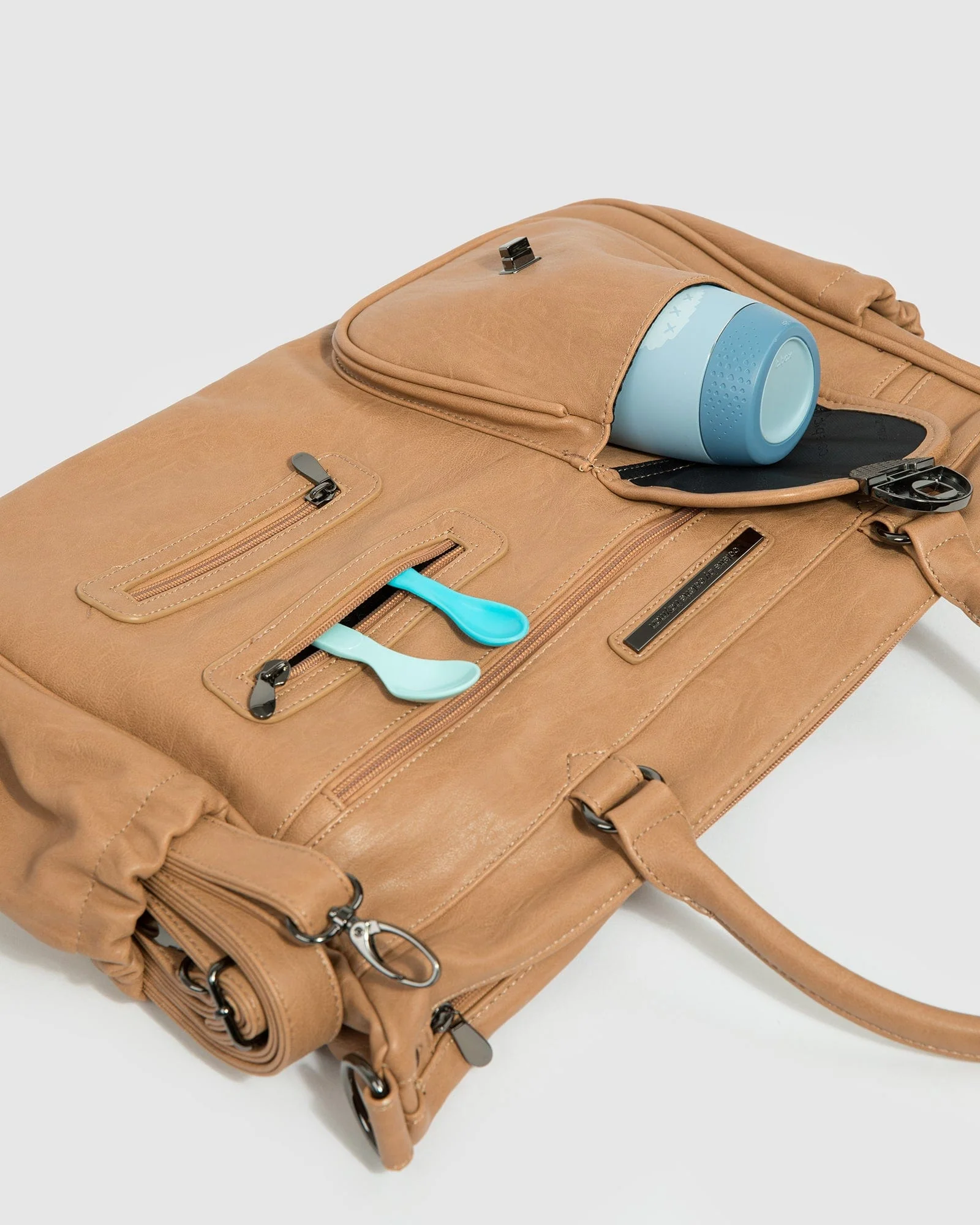 Caramel And Gunmetal Baby Bag - Image 8