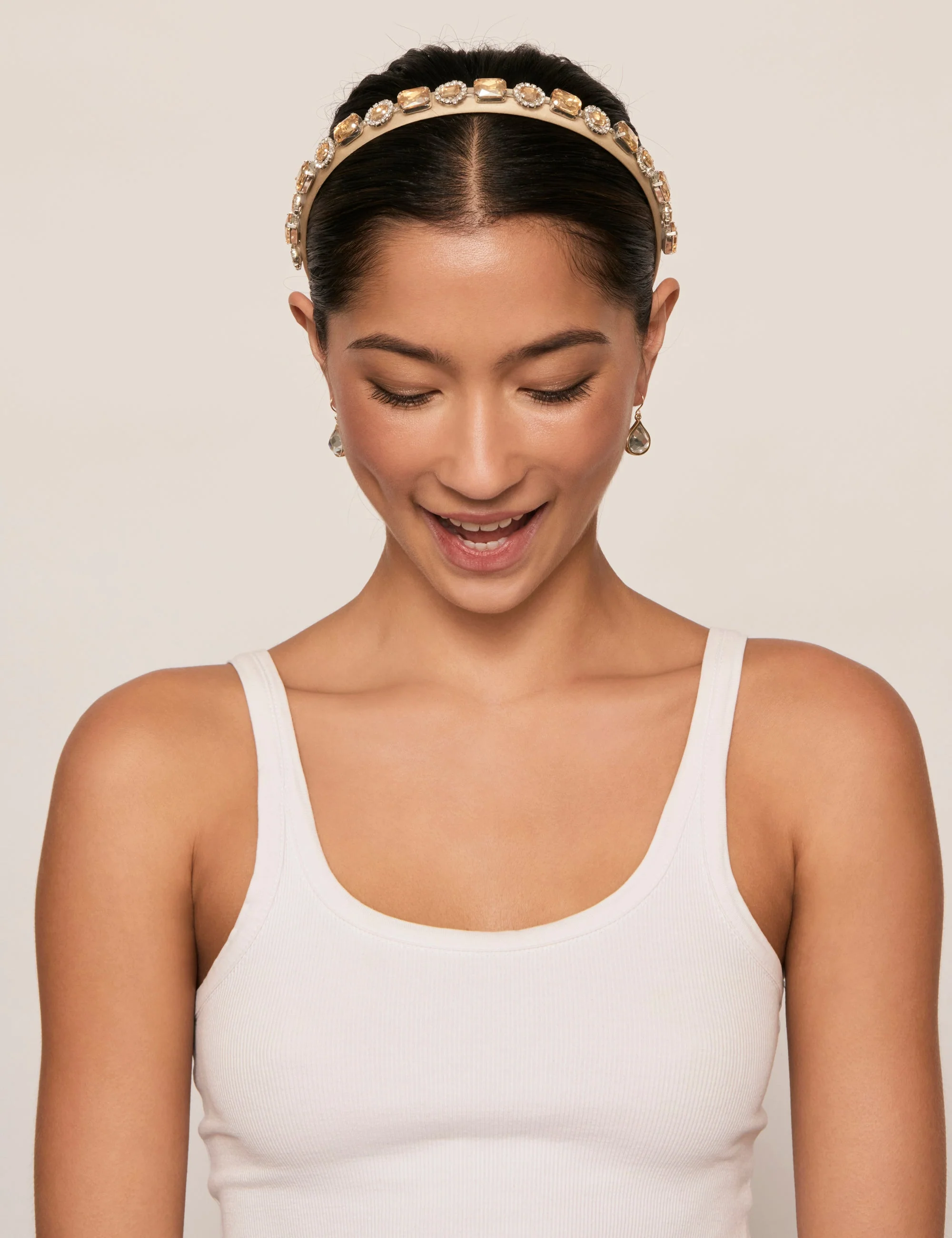 Champagne Bejewelled Narrow Headband - Image 4