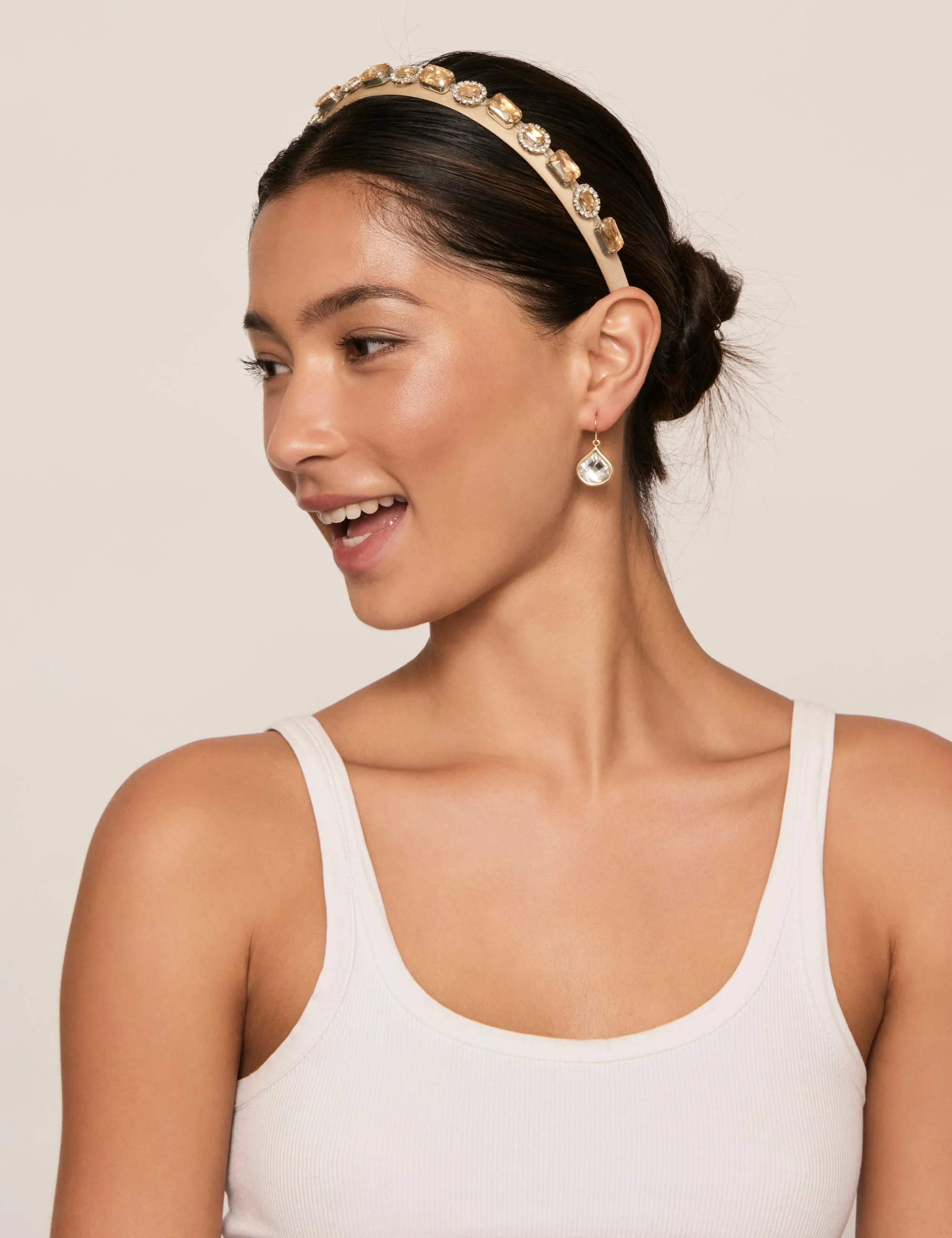Champagne Bejewelled Narrow Headband - Image 5