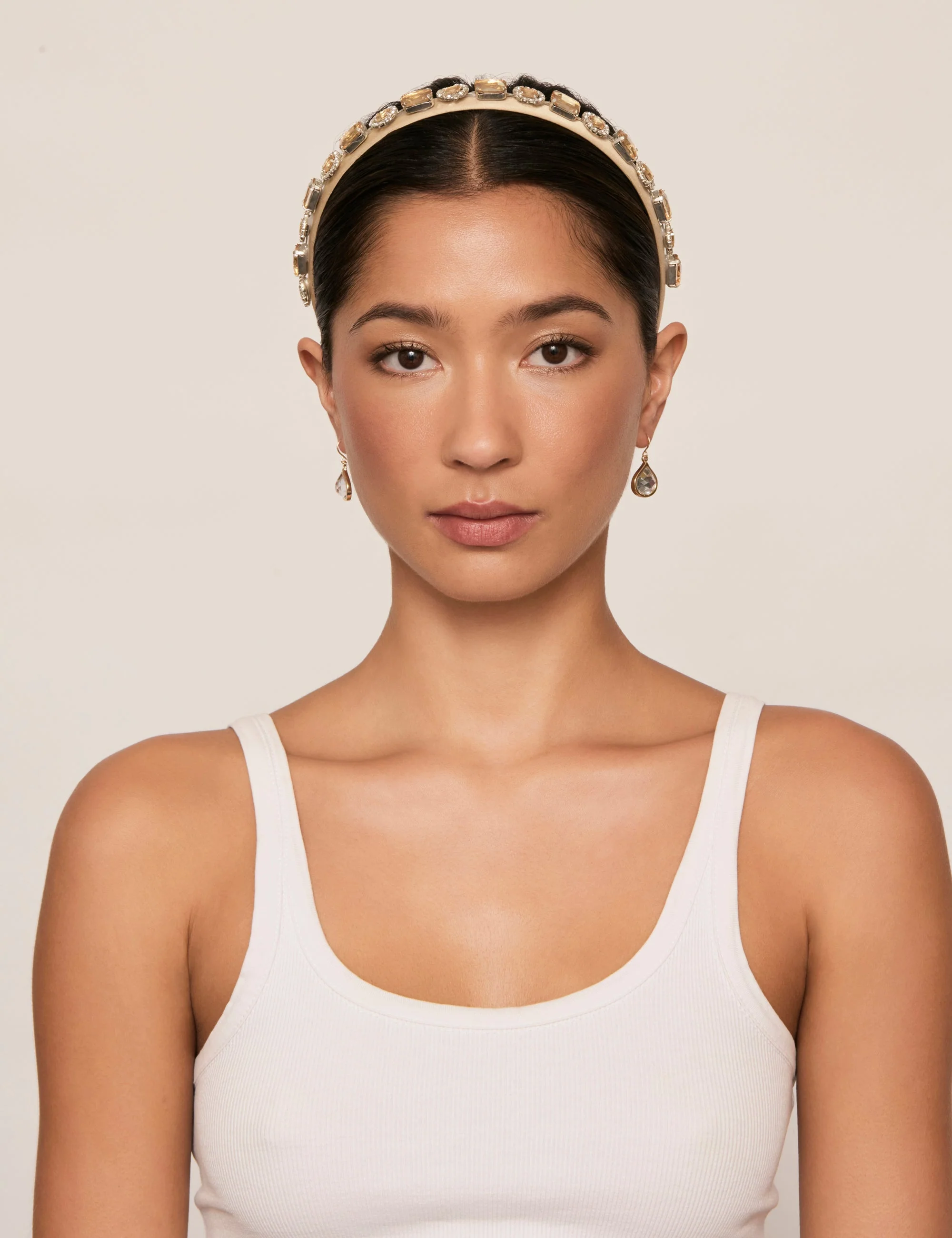 Champagne Bejewelled Narrow Headband - Image 6