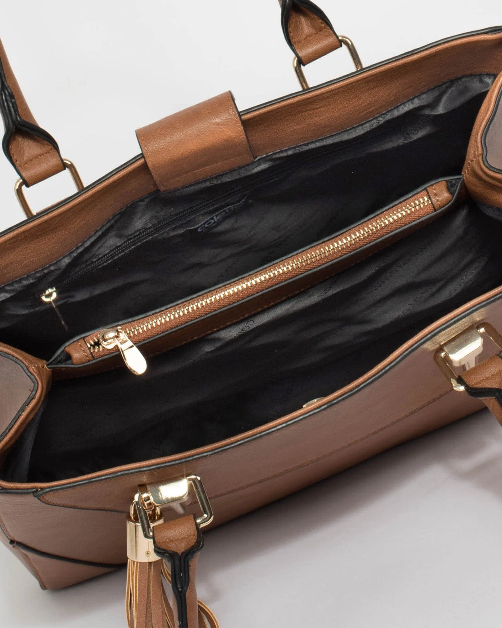 Tan Demi Panel Tote Bag - Image 6